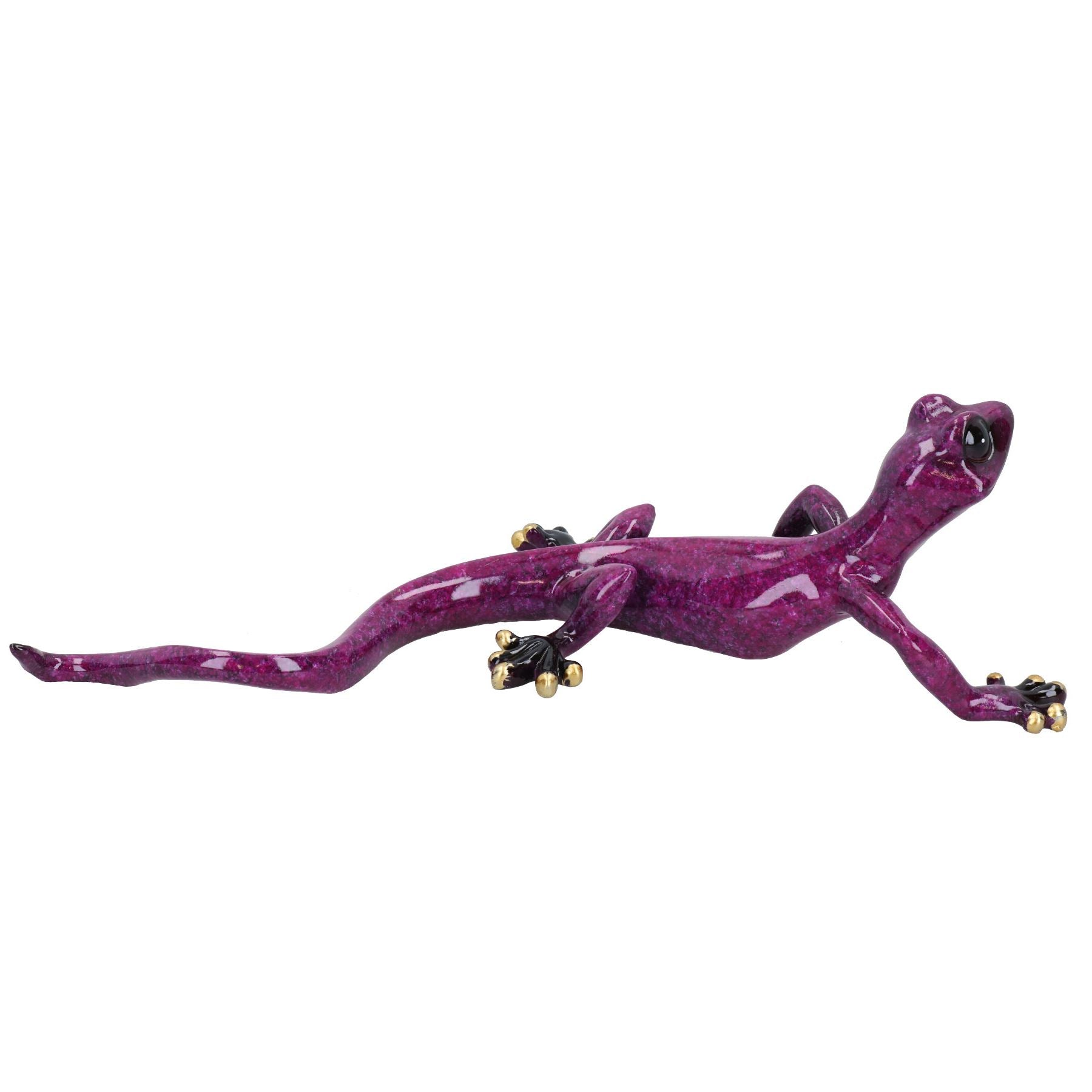 Lila gesprenkelte Gecko-Eidechsen-Kunstharz-Wandskulptur für Schuppen, Dekoration, Statue, mittelgroß