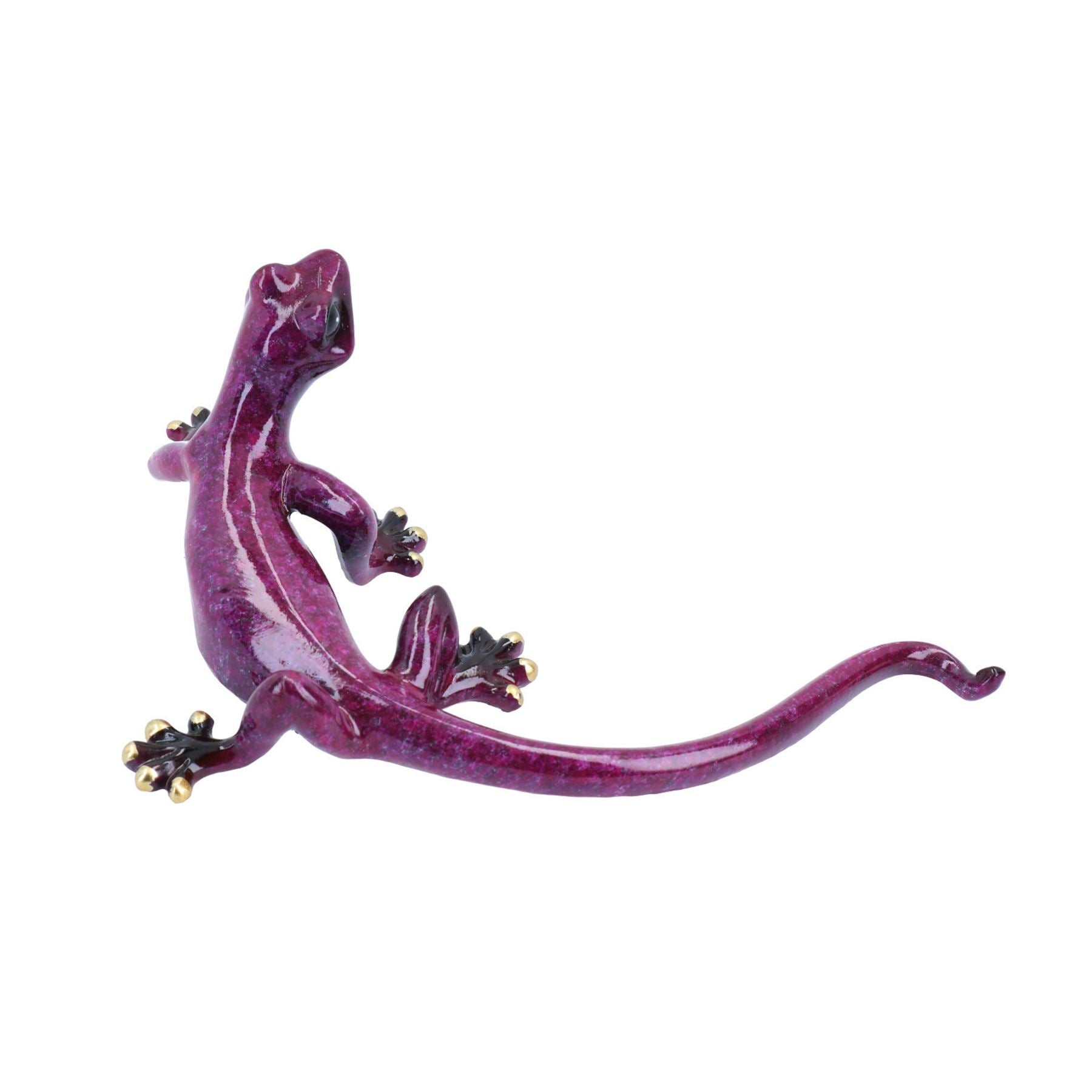 Purple Speckled Gecko Lizard Resin Wall Shed Sculpture Decor Statue Small