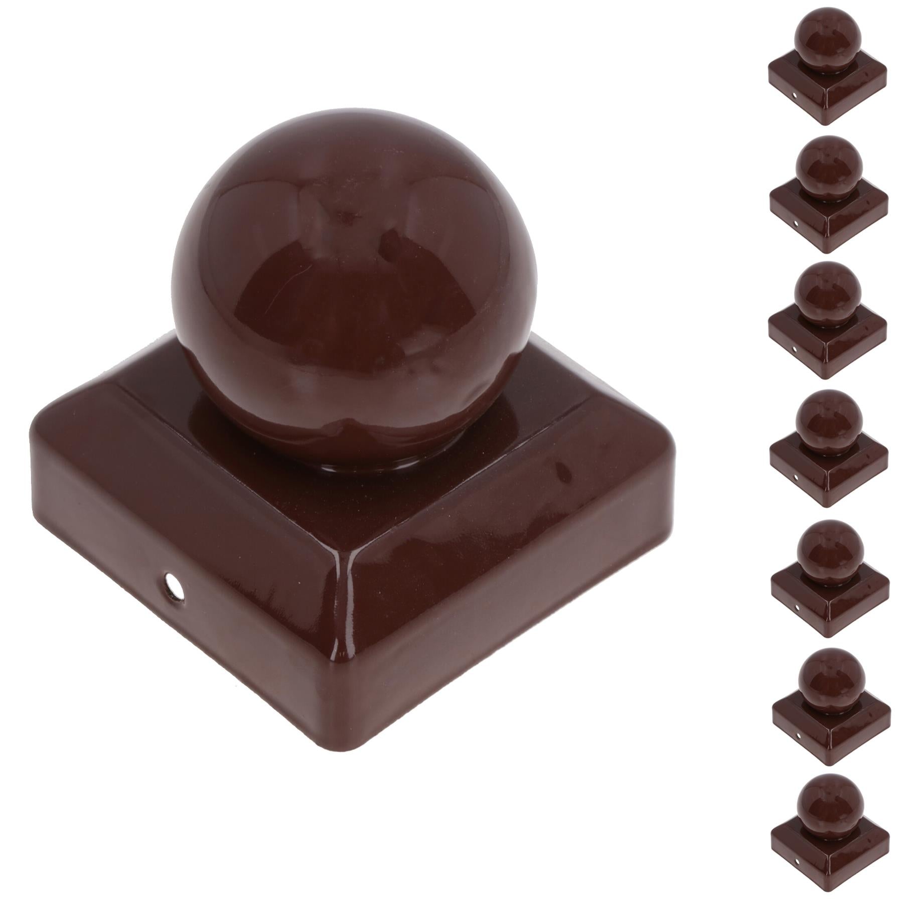 Round Metal Fence Post Caps 75mm or 100mm Protector Cover Brown or Silver