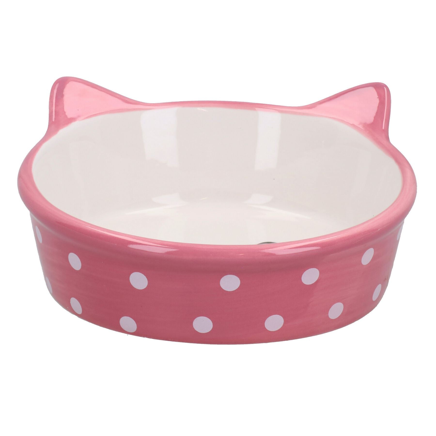 Pink Polka Cat Face Bowl Cat Kittens Small Food Water Bowl 15cm/300ml