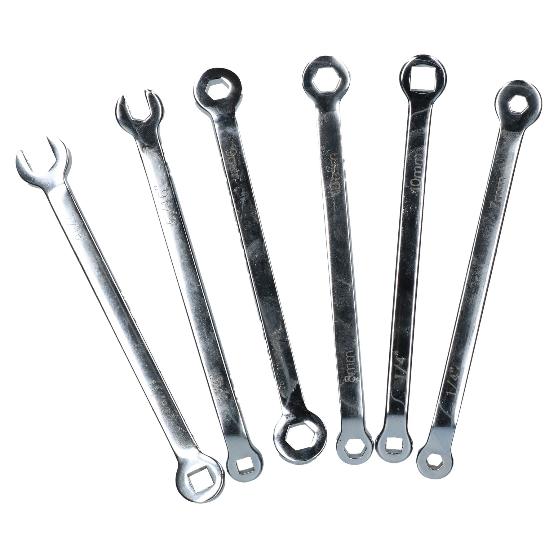 6-teiliges Bremsleitungs-Hydraulikrohr-Schraubenschlüssel-Set mit offenen Enden, Sechskant-Vierkant-Enden