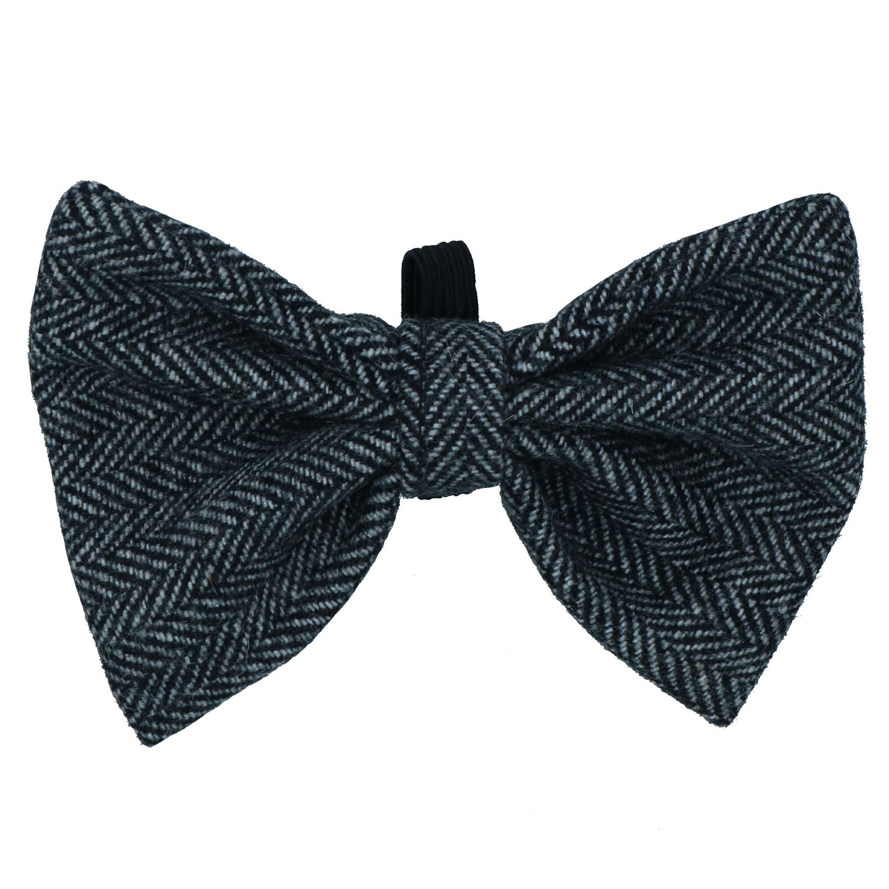 One Size Stylish Grey Tweed Dog Bow Tie For Fashionable Dogs With Collar Loop