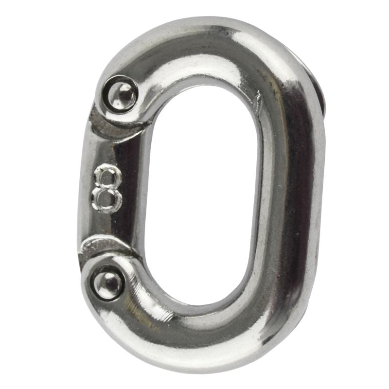 Kettenverbindungsglied 8 mm, Edelstahl, Marinequalität, geteilter Schäkel