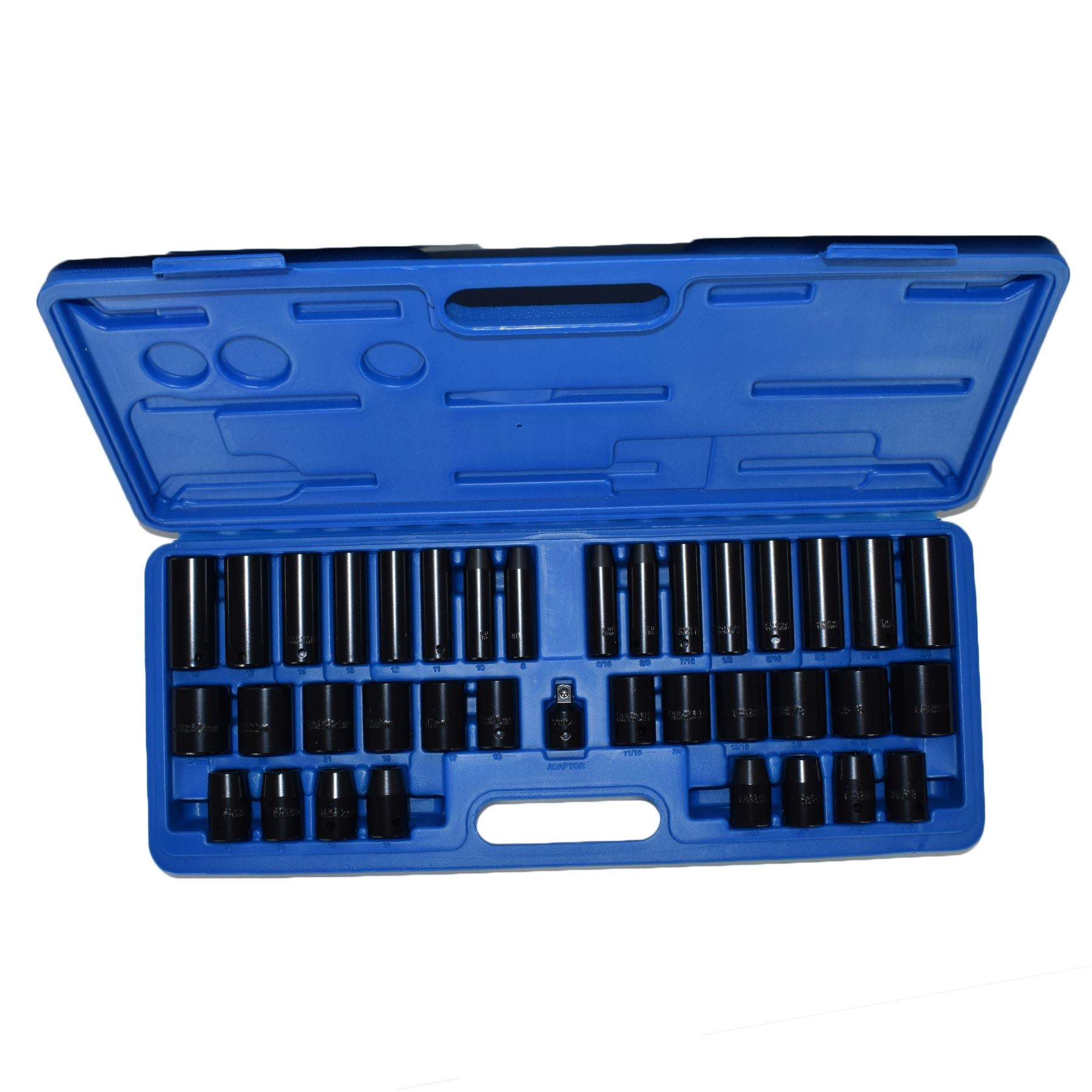 Douilles à chocs métriques MM impériales AF peu profondes et profondes 3/8" 1/2" 6 pans 38 pièces