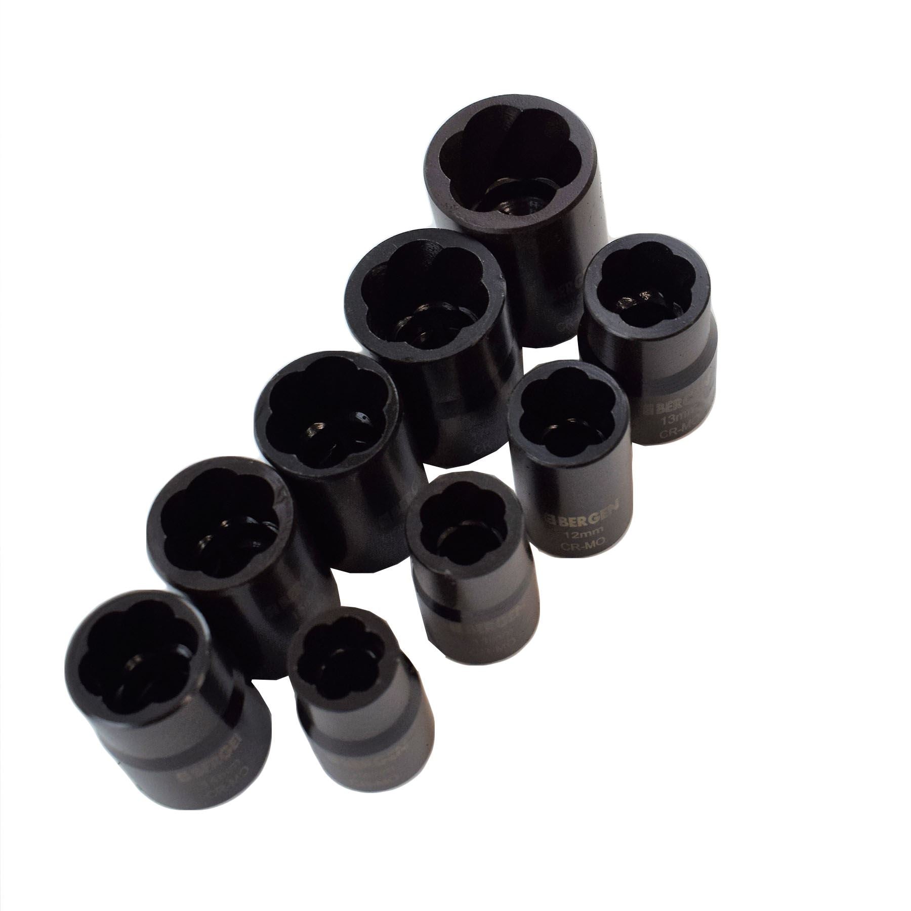 Steckschlüsselsatz für Muttern, Bolzen, Bolzen, Feststellräder, Abzieher, Ausdreher, Satz 10 - 19 mm, 3/8 Zoll Antrieb
