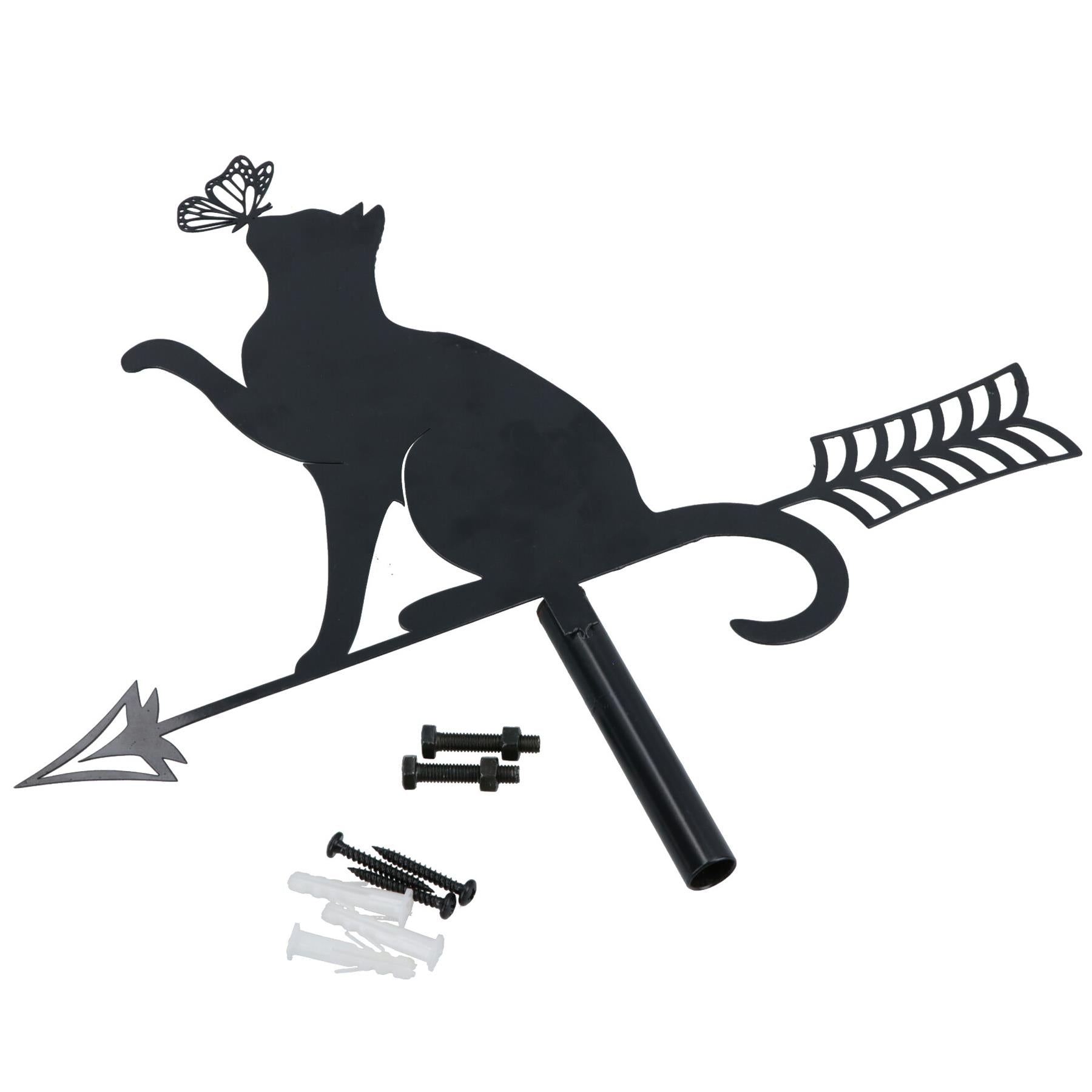High Quality Black Metal Cat Silhouette Weather Vane Animal Lover Gift