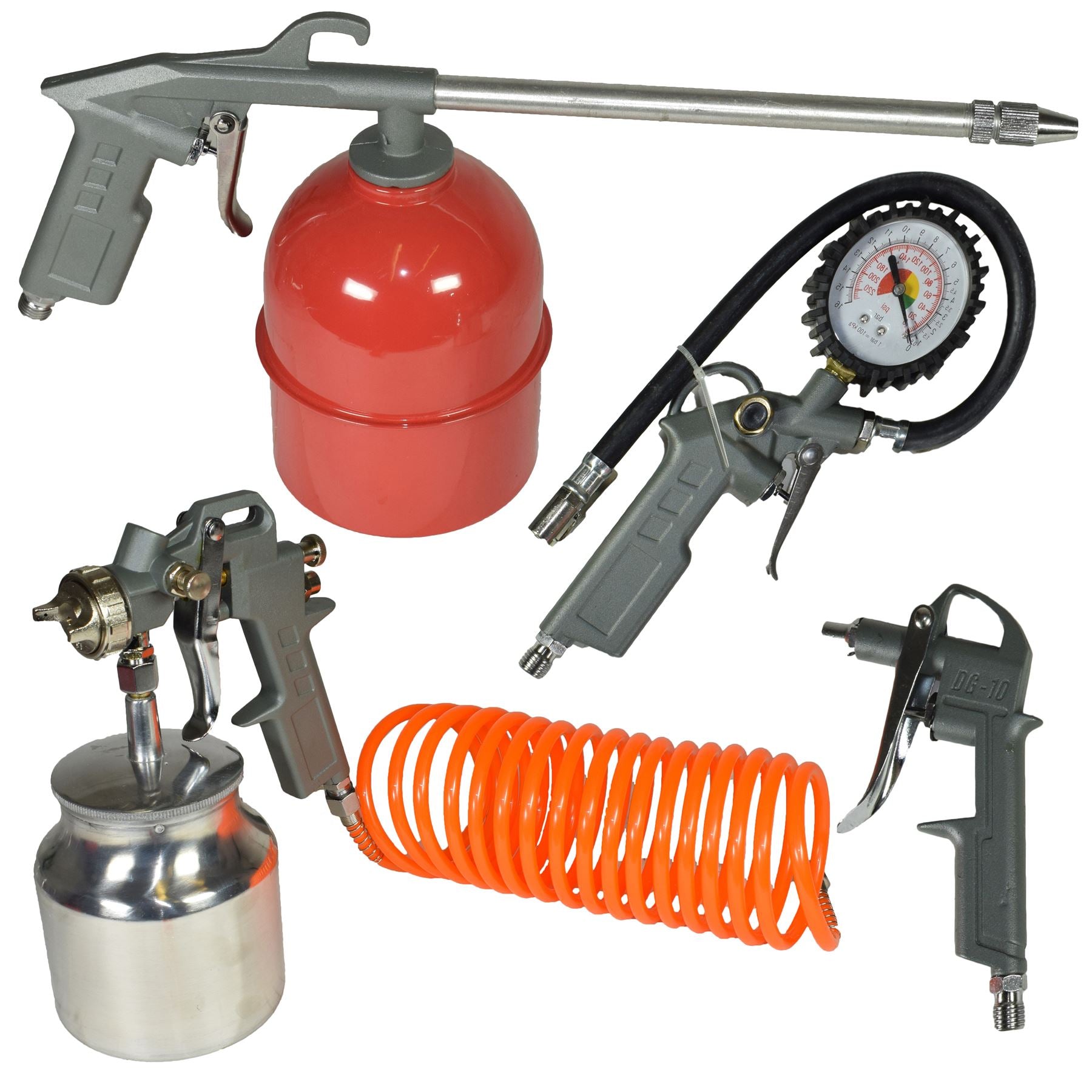 Kompressor Luft Zubehör Werkzeug Kit Spritzen Reifen Aufpumpen Schlauch Blaspistole 5pc Set