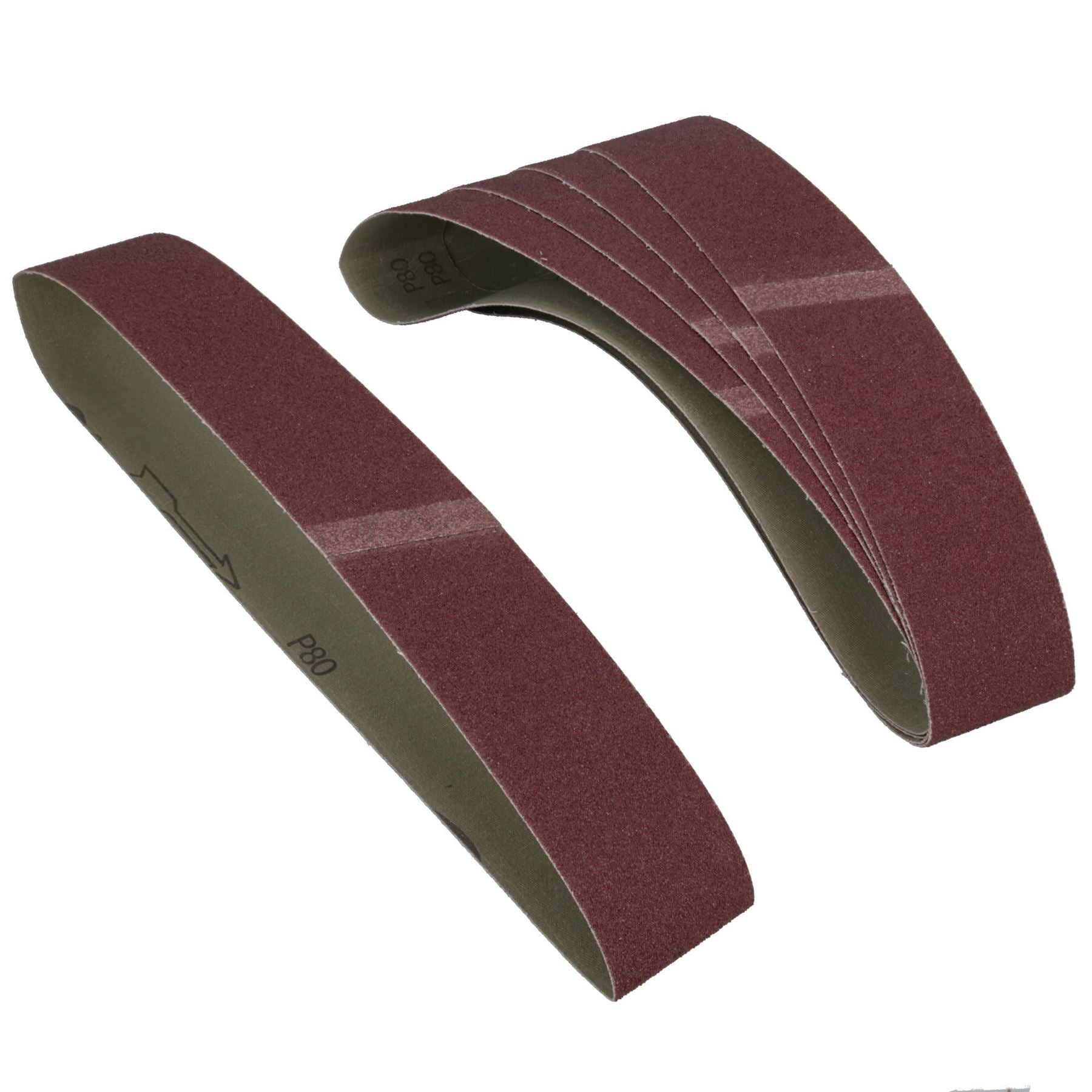 Bandes abrasives durables 686 mm x 50 mm, grain moyen 80, oxyde d'aluminium pour meuleuses