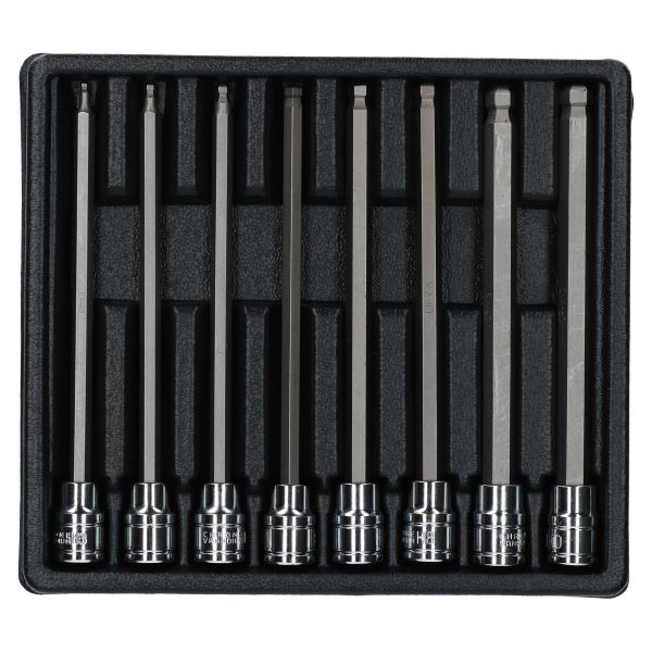 Douilles à tête sphérique Allen extra longues métriques 3/8" 3 mm - 10 mm 8 pièces