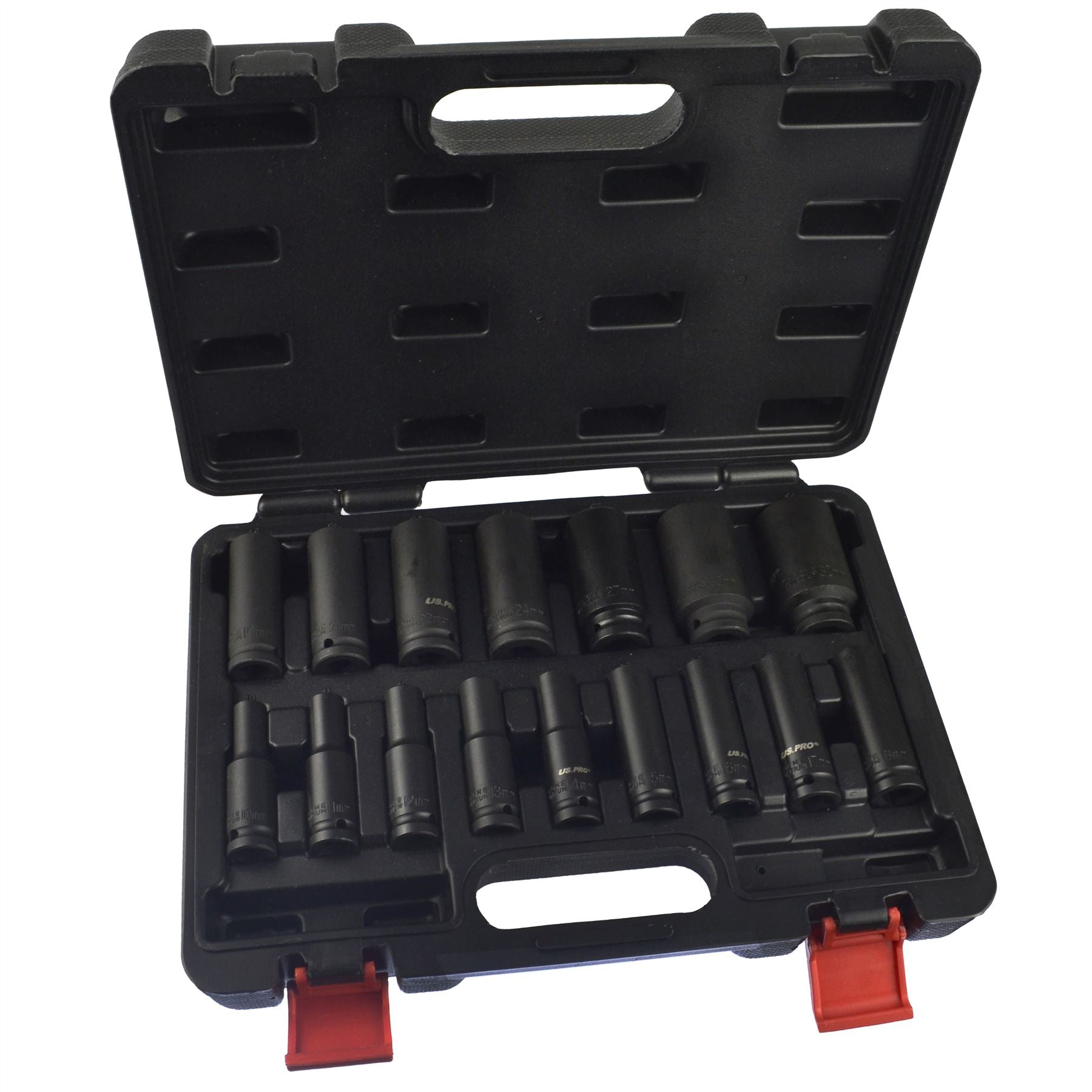Jeu de 16 douilles à choc profondes européennes à 6 pans 1/2" 10 - 32 mm US PRO AT468