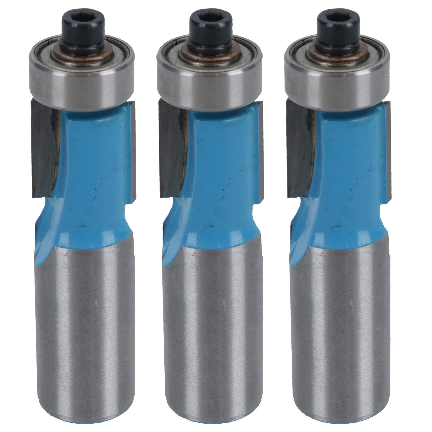 3er-Pack bündig gelagerte, geführte Zierfräser, 15 mm Tiefenschnittwerkzeug, 1/2 Zoll Schaft