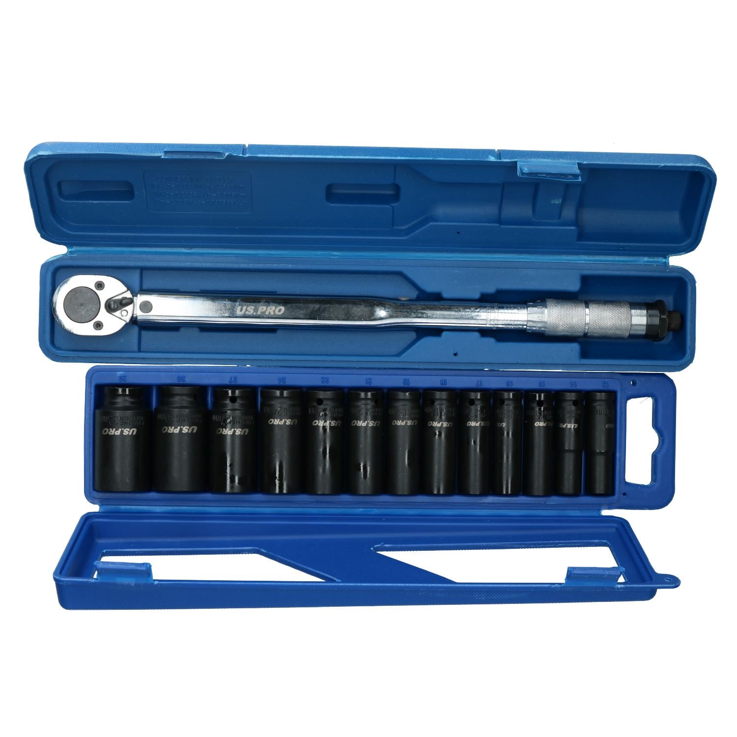 Clé dynamométrique 1/2" 28 - 210 Nm avec 13 douilles à chocs profondes 13 - 32 mm