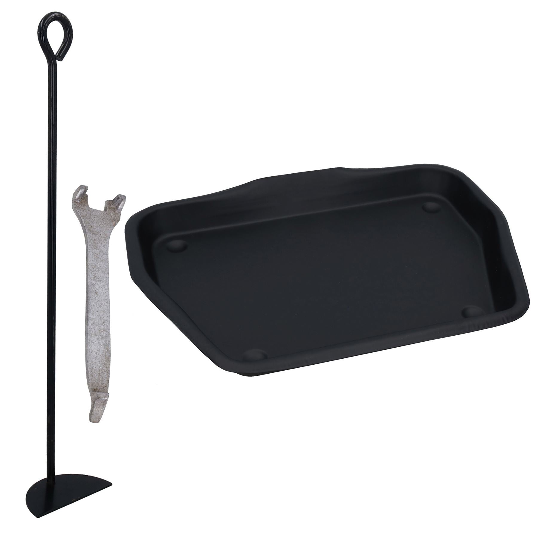 13" Metal Ashpan Ash Pan Tray For 18" Fireplace, Handle & Rake Openfire Carrier