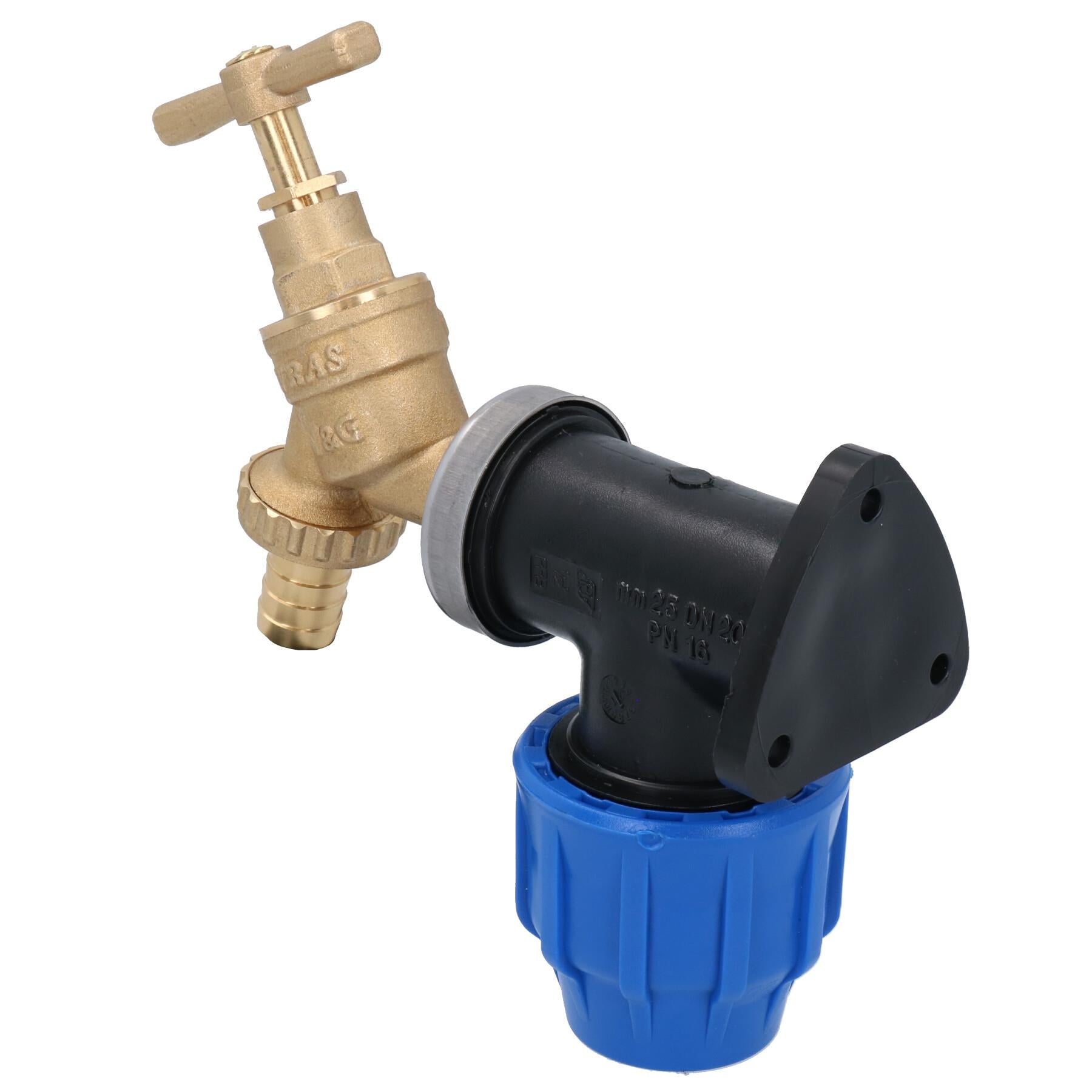 1/2 "schlauch Barb Schwanz Bib Tap Outdoor Wasser Wand Platte Ellenbogen Montieren 25mm Rohr