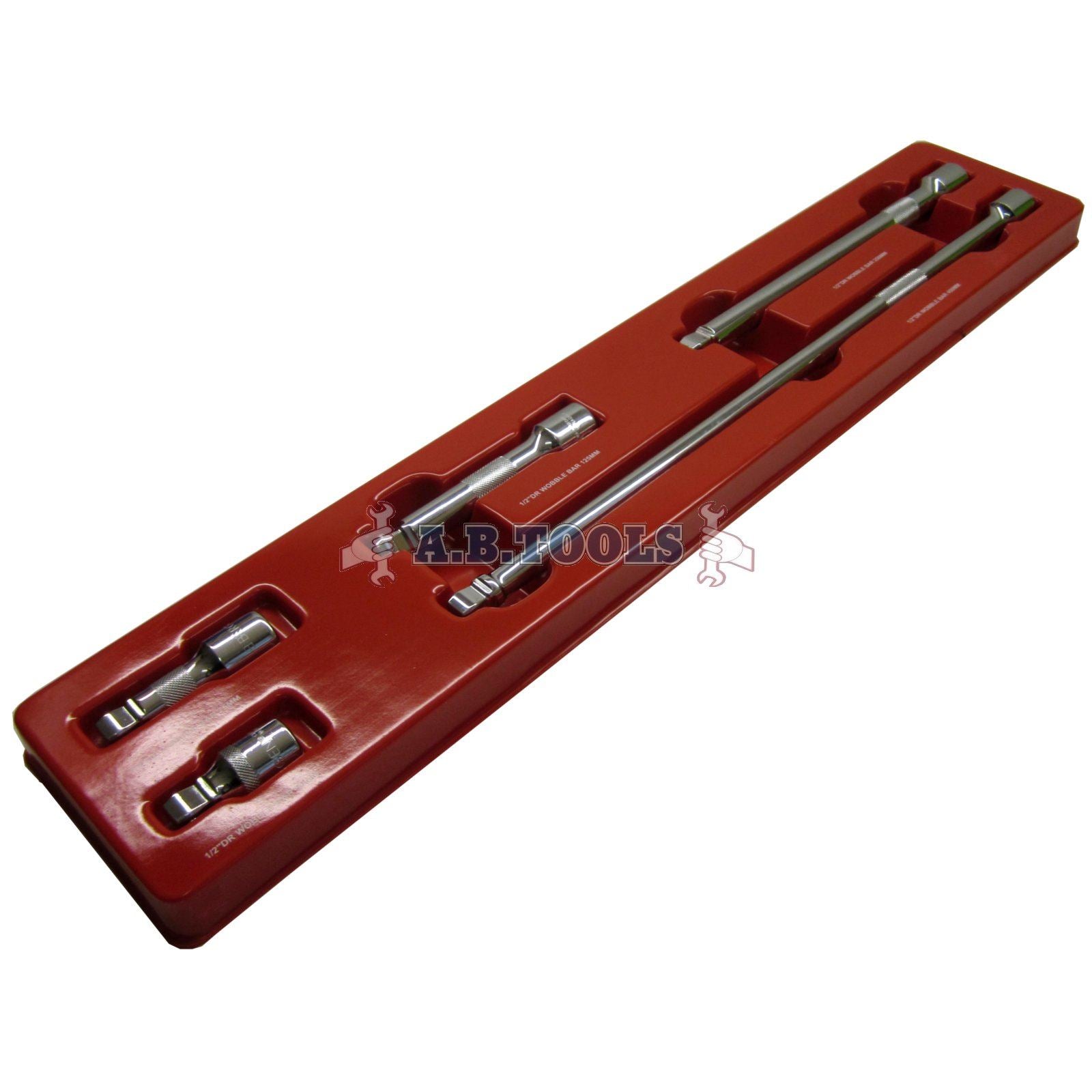 Jeu de rallonges à cliquet à douille oscillante 1/2" 50 mm - 450 mm, lot de 5 pièces