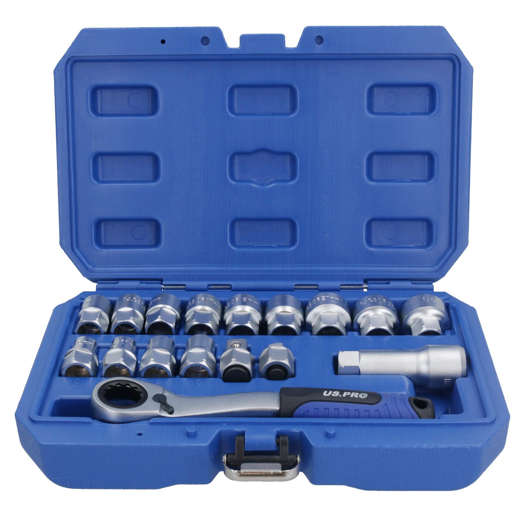 Jeu de douilles métriques traversantes Go-Thru pour entraînement 3/8 po et 1/2 po 10 – 24 mm 17 pièces
