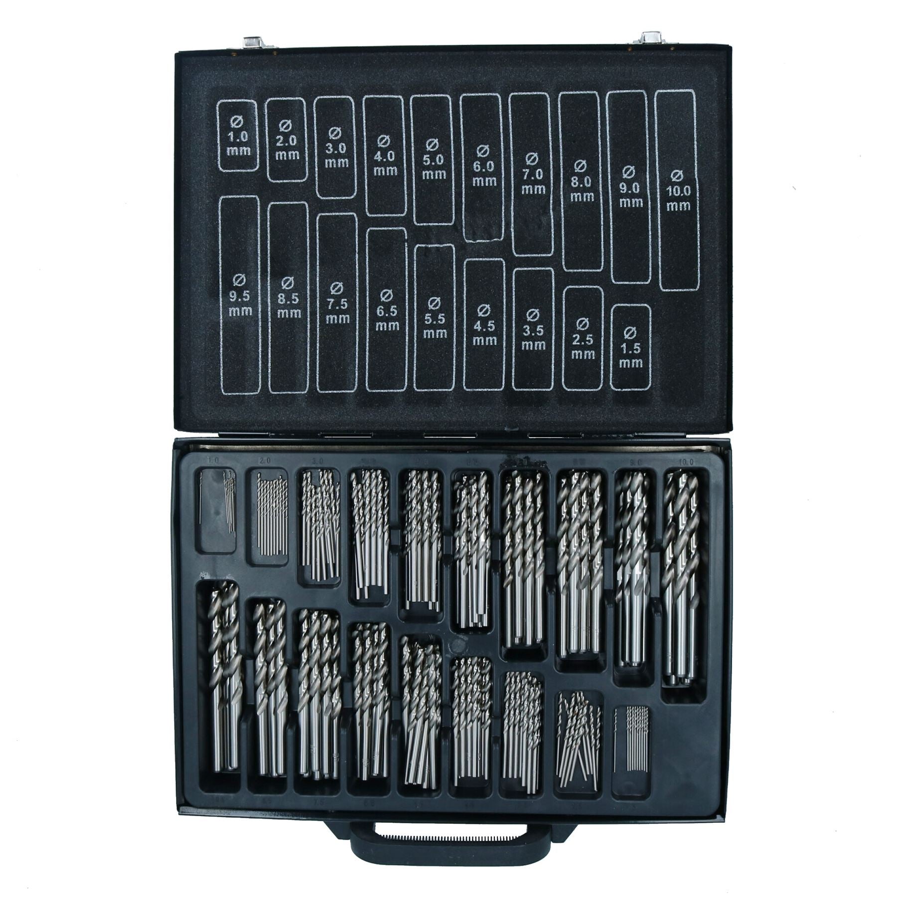 170-teiliges HSS-G-Bohrerset mit metrischen Schlitzbohrern für Metall, Kunststoff und Kupfer, 1 mm – 10 mm