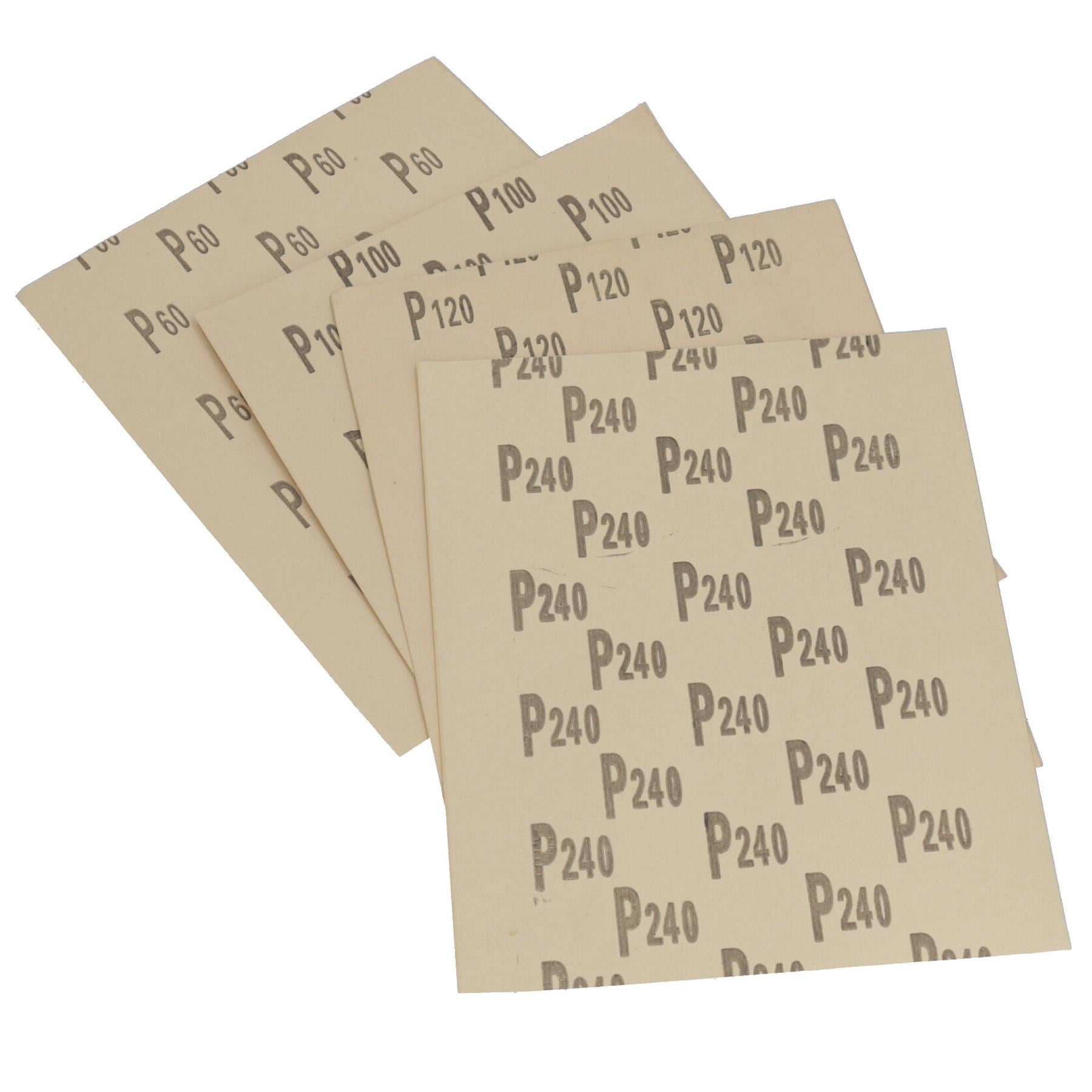 Feuilles abrasives en papier de verre à grains mixtes pour métal, bois, plastique, grain 60 à 240