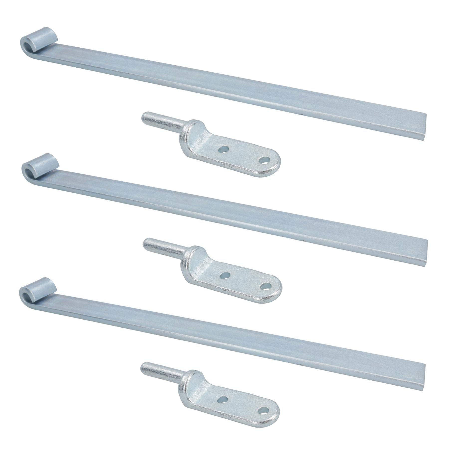 Charnière droite pour hayon long HD 460 mm x 40 mm + axe de piston boulonné de 12,5 mm