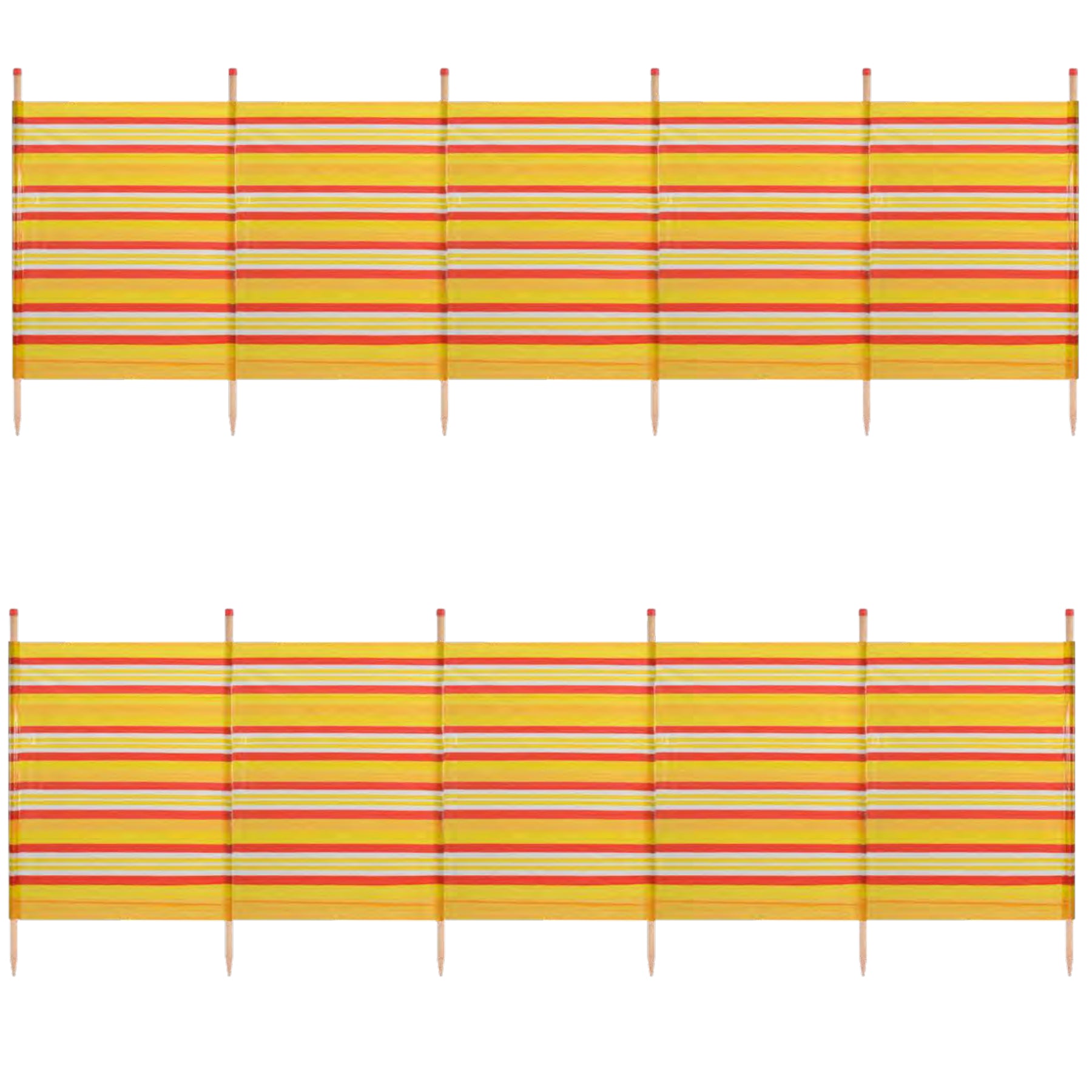 Abri de plage coupe-vent à 6 poteaux 1,2 m sur 3,7 m avec écran d'intimité et bande jaune