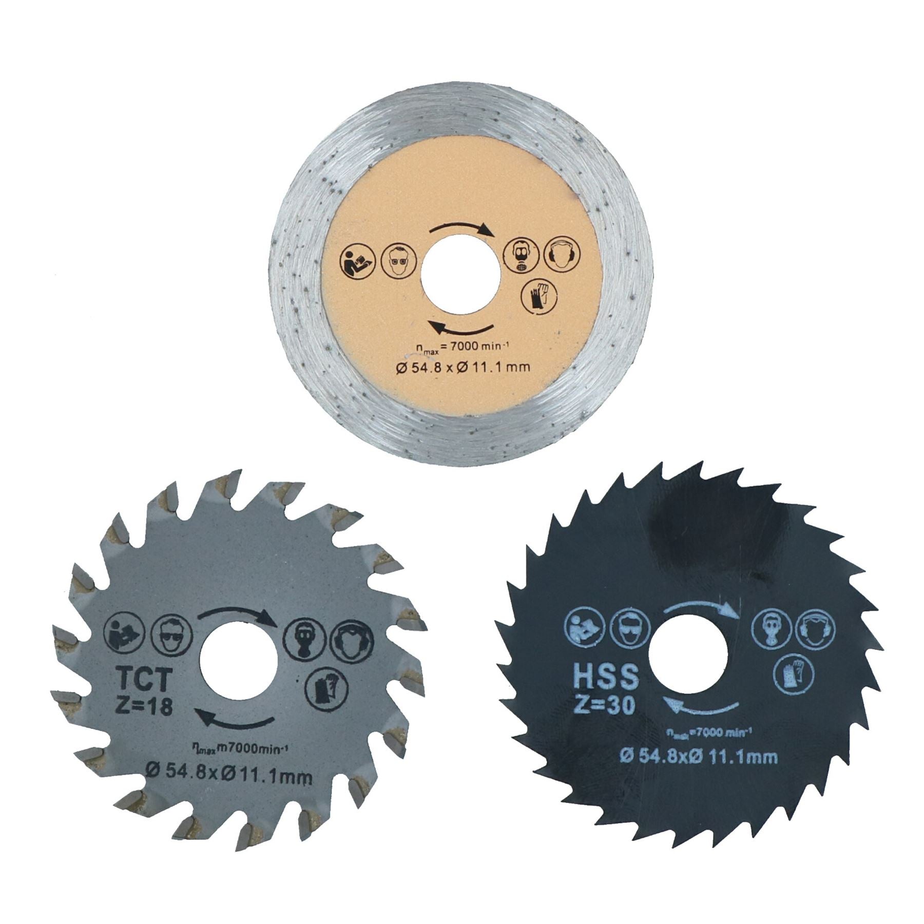 3-teiliges Mini-Sägeblatt-Set HSS TCT + Diamantklingen 6 mm Dorn Holz Stahl
