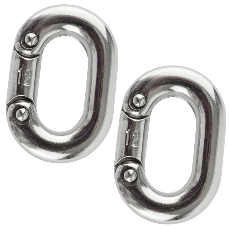 Kettenverbindungsglied 12 mm, geteilter Schäkel aus rostfreiem Edelstahl in Marinequalität