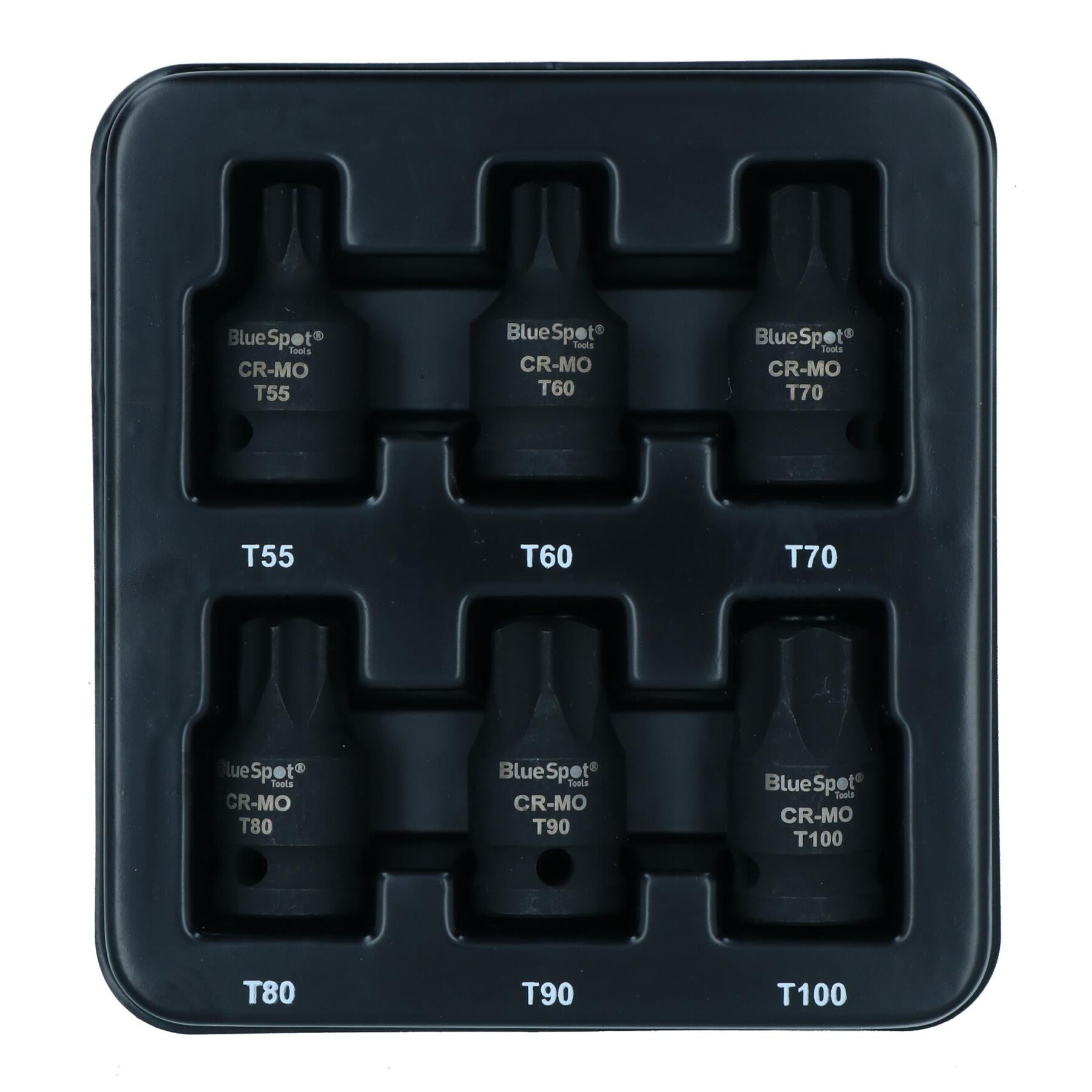 1/2-Zoll-Antrieb, Schlagschrauber, männlich, Torx-Stern-Bit-Steckschlüssel, Stubby T55 – T100, 6-teiliges Set