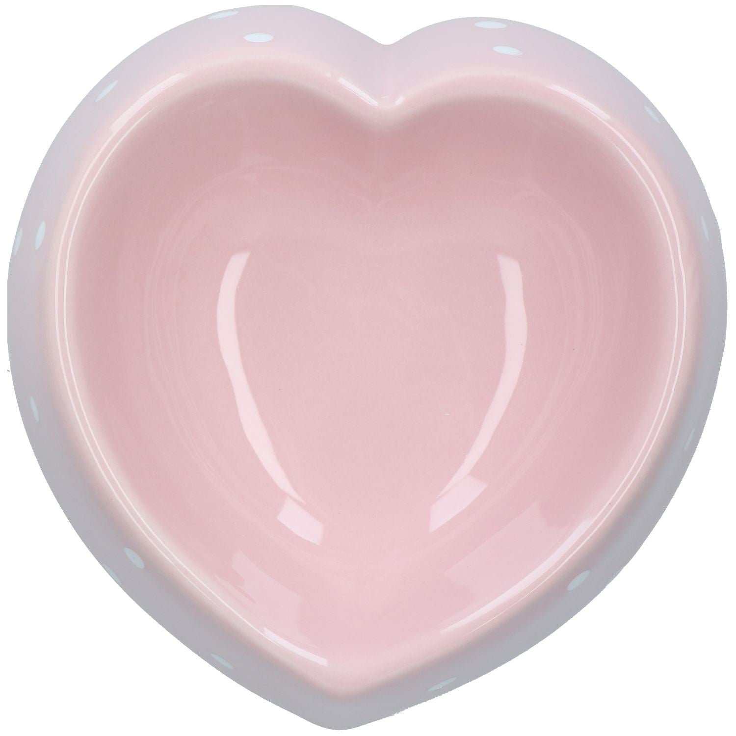 Herzförmiger Napf mit Punkten für kleine Tiere, Welpen und Kätzchen, kleiner Hundenapf, 15 cm/300 ml