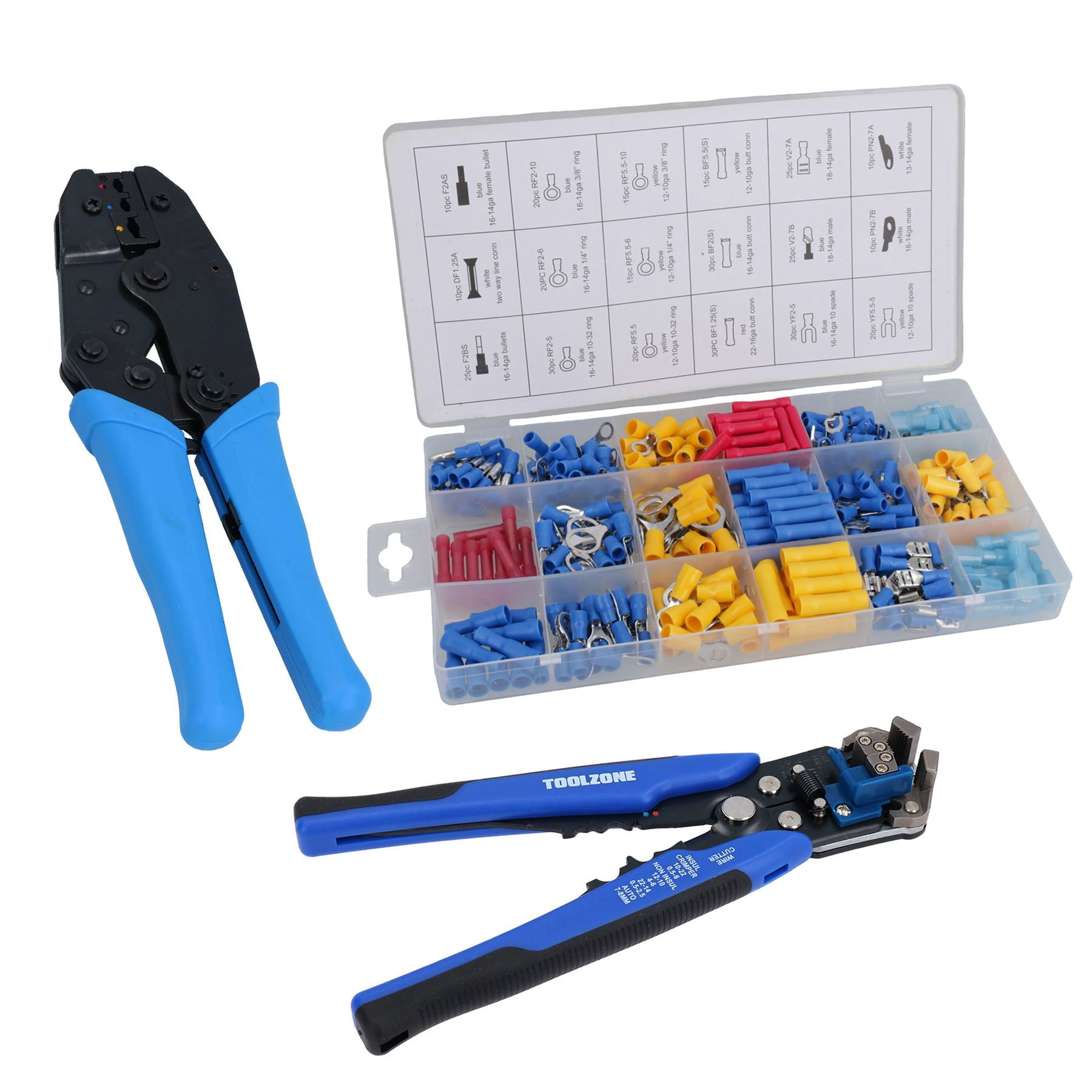 Electrical Wire Crimpers Strippers Pliers And Assorted Terminals Spades Butts