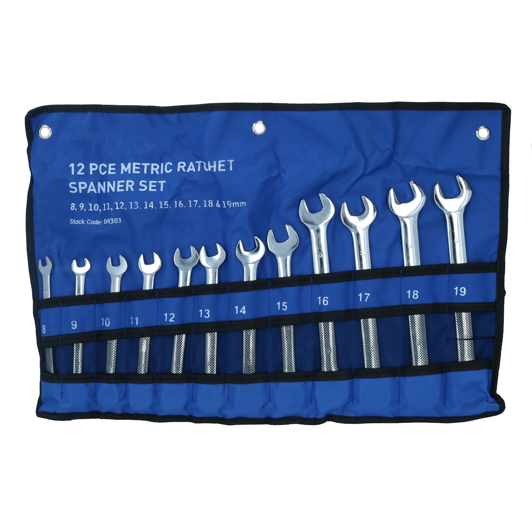 Metric 8mm – 19mm Ratchet Combination Spanner Wrench 12pc Set 72 Teeth