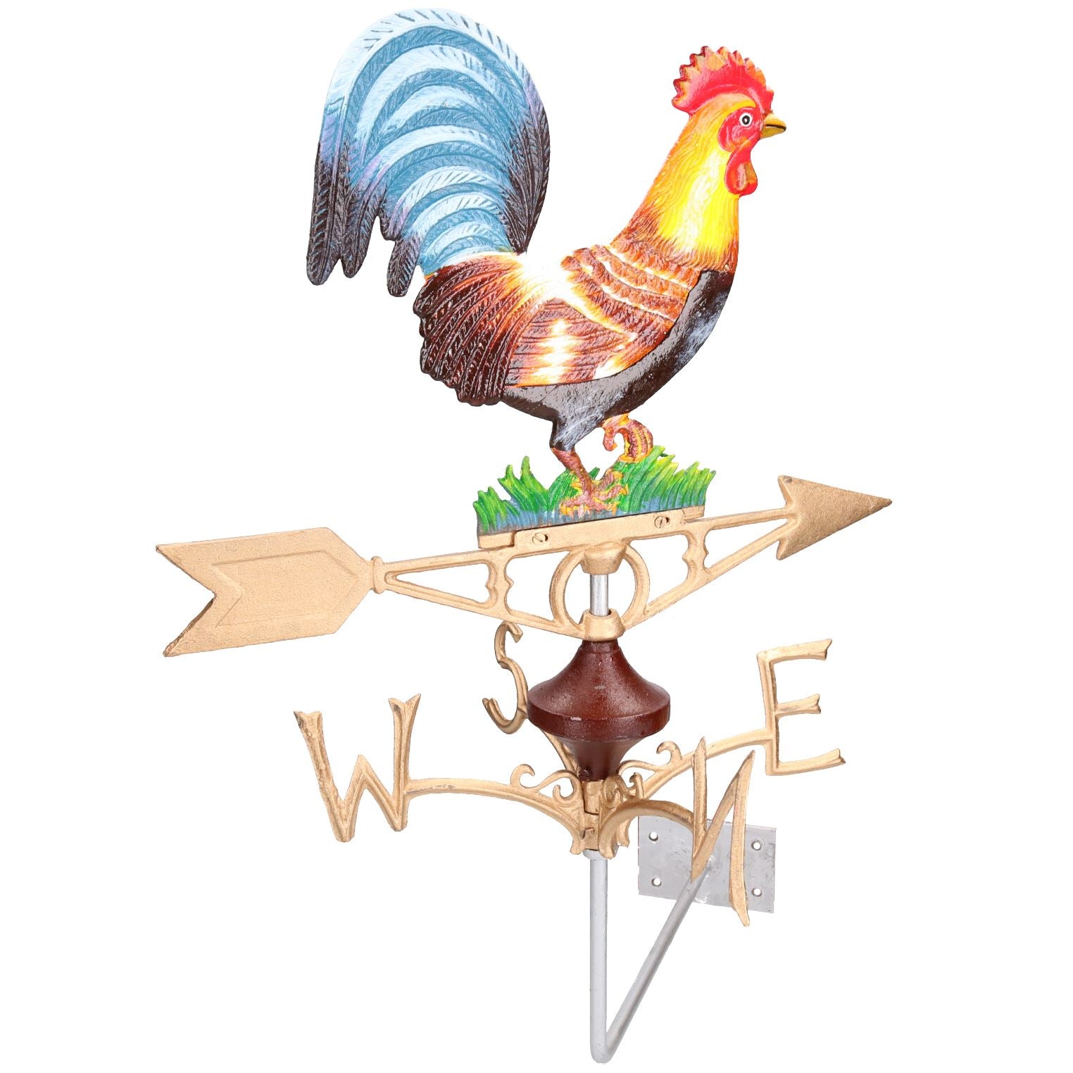 Wetterfahne für Hahn, Huhn, Henne, Wandmontage, goldfarben, für Hausdach, Gusseisen