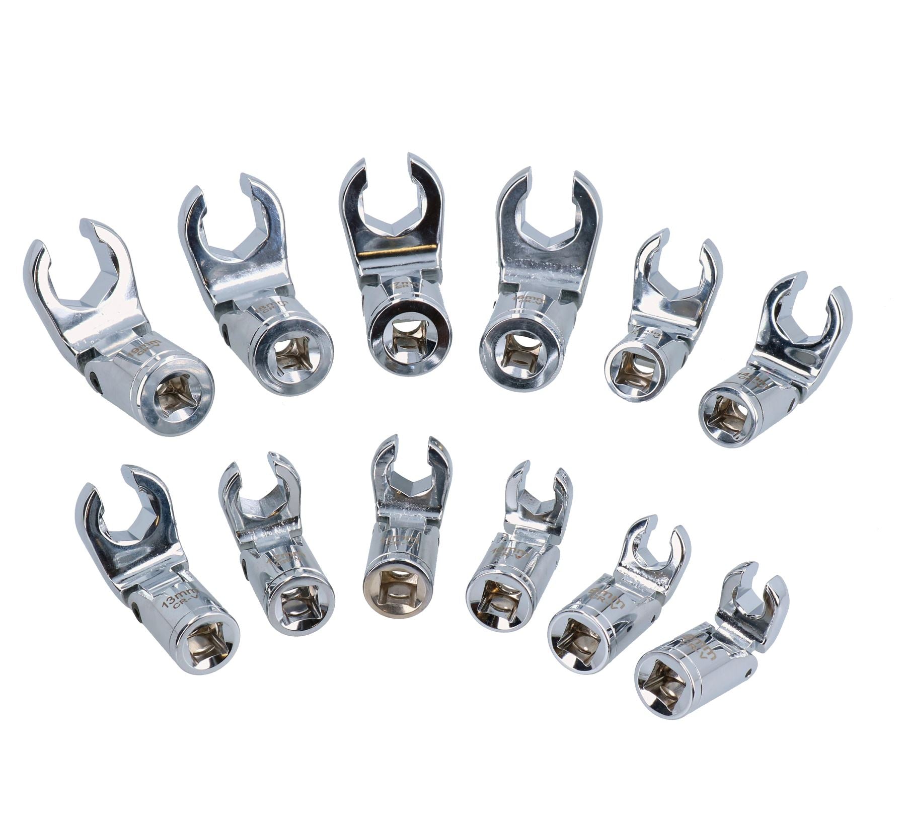 3/8" Antrieb, metrisch, drehbar, Krähenfußschlüssel, 8 – 19 mm, 230 Grad, 12-tlg.