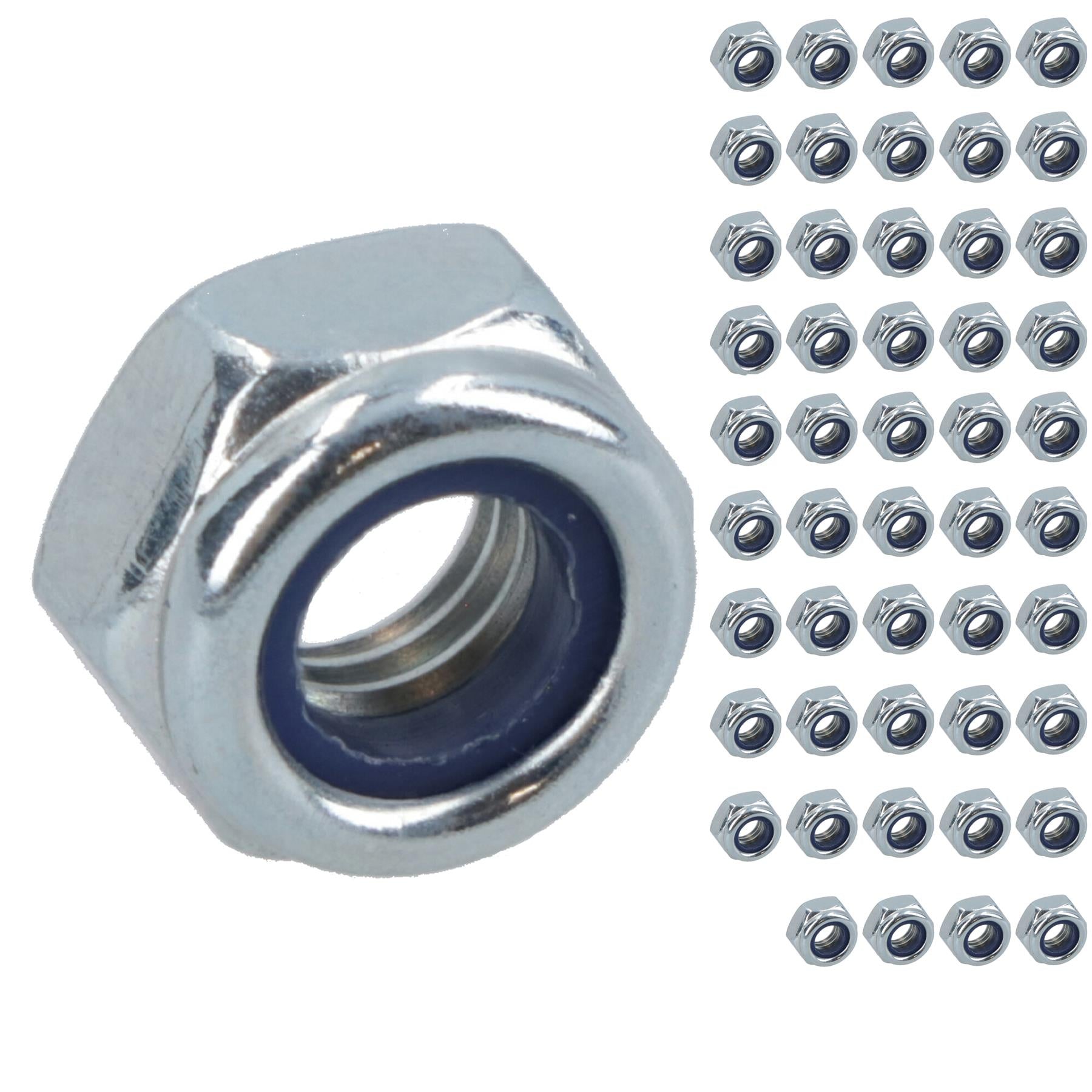 M5 x 0.8mm Nyloc Nut Fastener Hexagonal Metric Nuts Grade 8 Zinc Plated