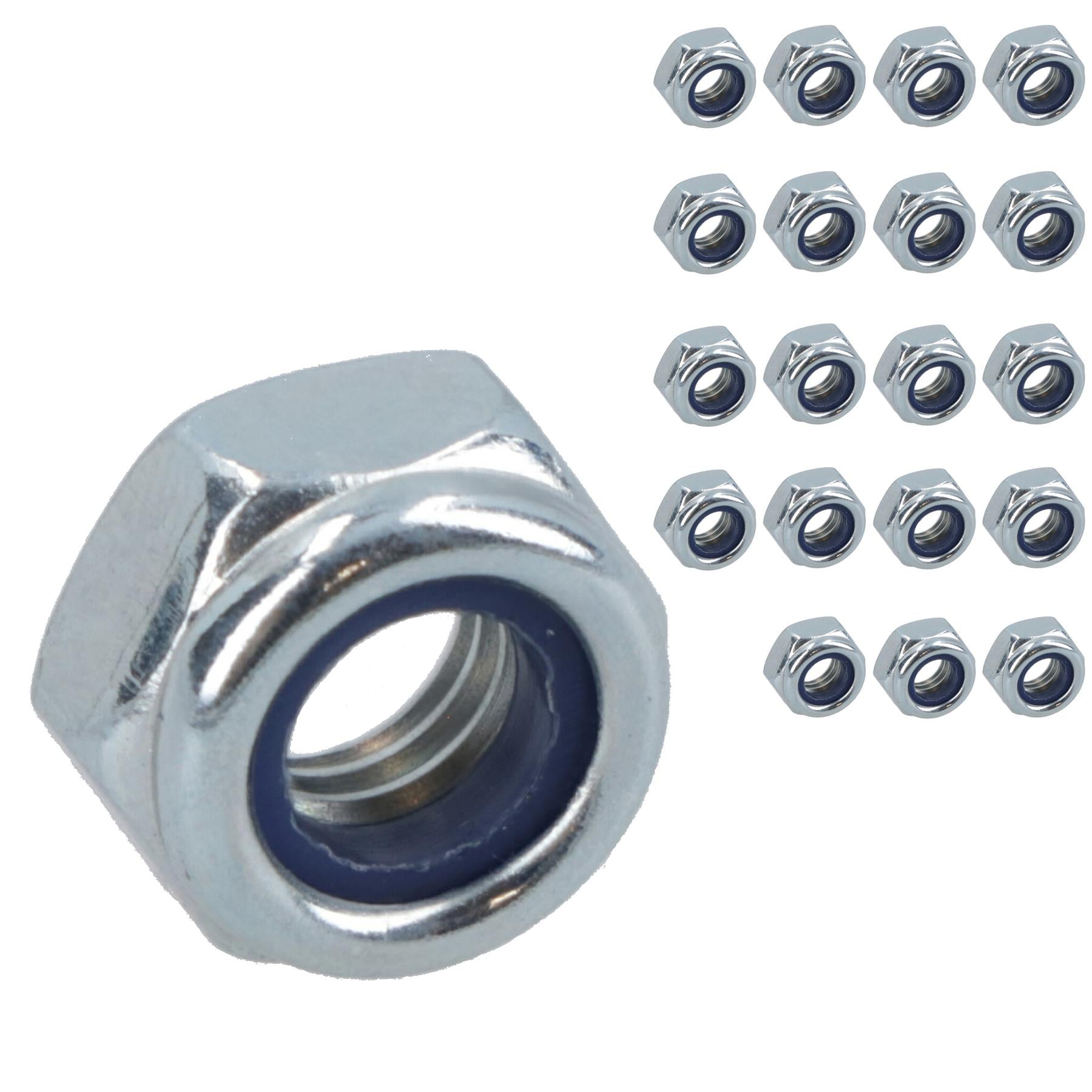 M5 x 0.8mm Nyloc Nut Fastener Hexagonal Metric Nuts Grade 8 Zinc Plated