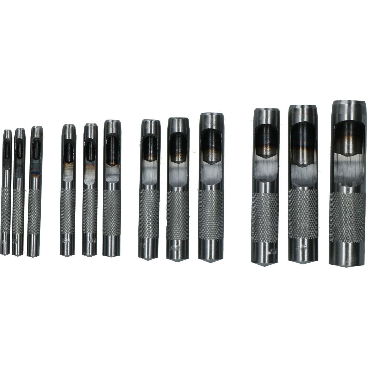 Lot de 12 poinçons creux pour marquage des joints, ceintures en cuir et toile 1/8" - 3/4"