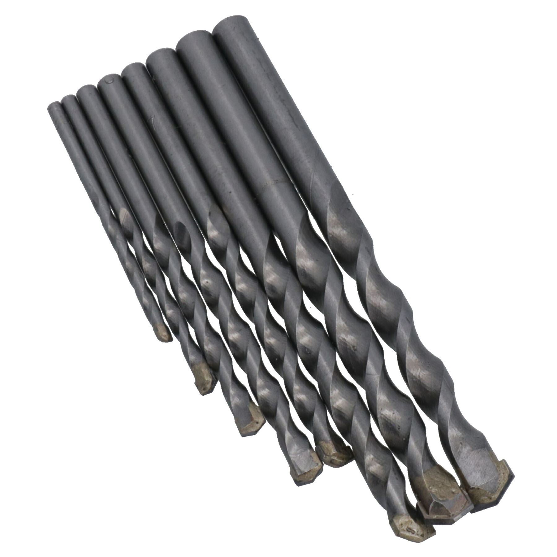Spiralbohrer-Set für Mauerwerk, 8-teilig, metrische und imperiale Größen, für Metall, Holz, Ziegel, 3–10 mm
