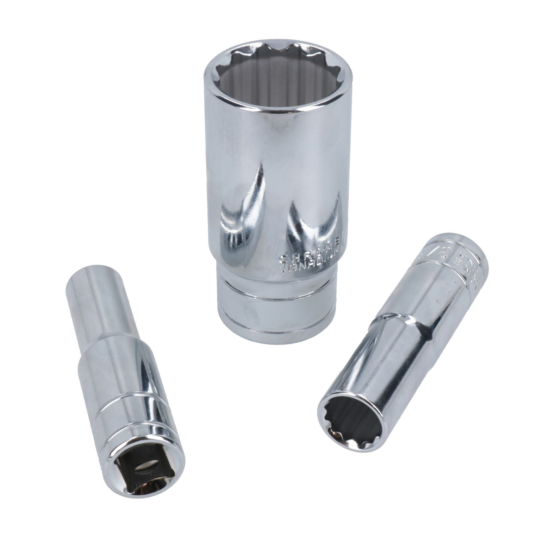 Whitworth-Steckschlüsseleinsätze, 3/8 Zoll Antrieb, doppelt tief, BSF/BSW, 7-tlg., 1/8 Zoll WW – 1/2 Zoll WW, TE740