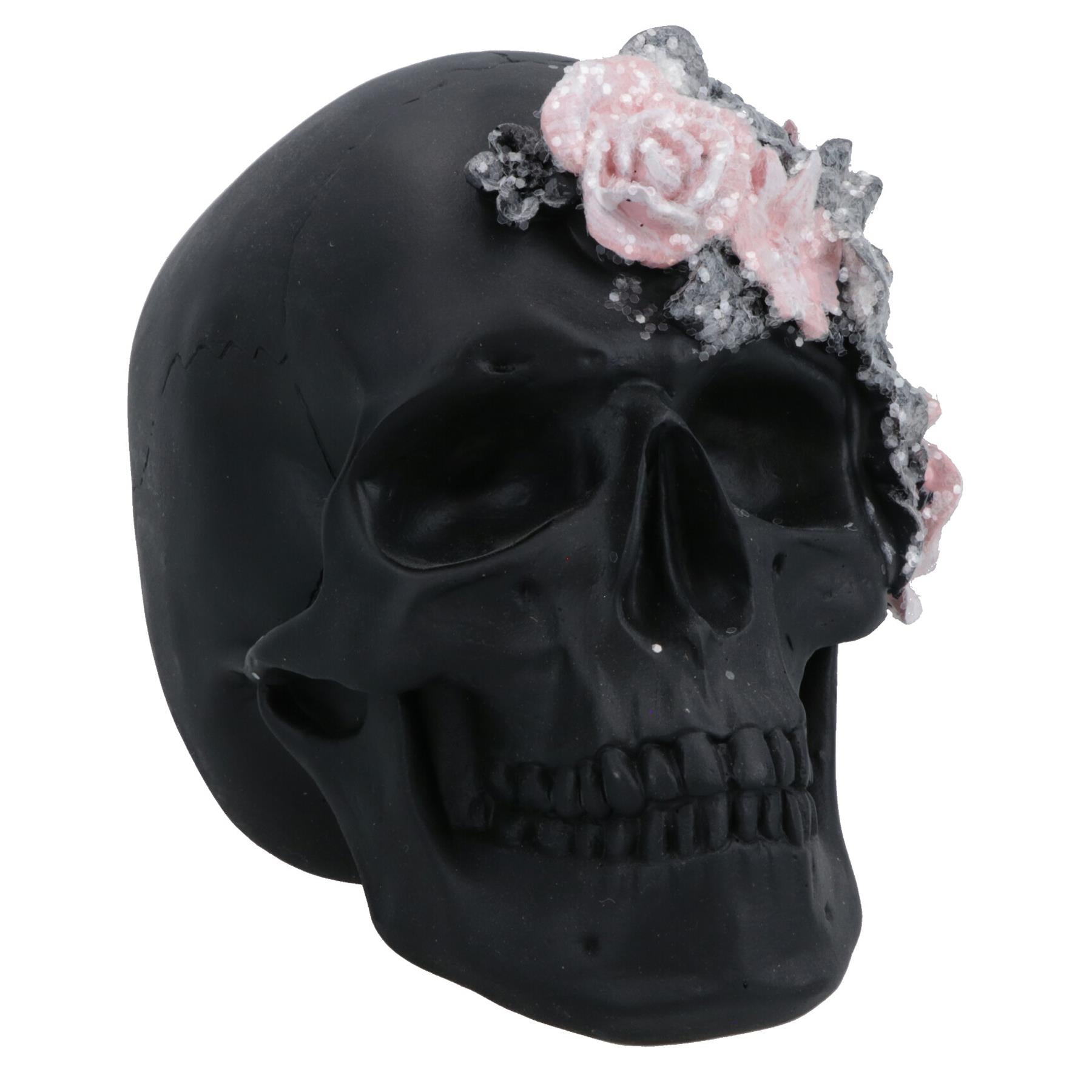 Floral Skulls Ornament Set Of 3 Resin Statue Sculpture House Decoration Home