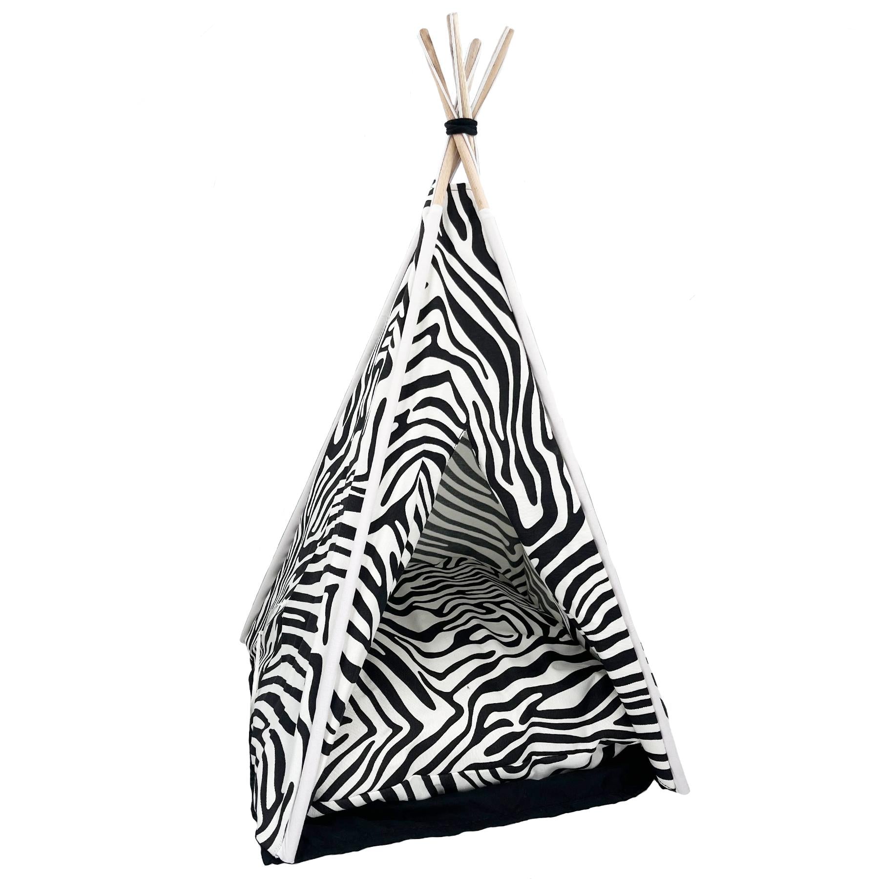 Zebra Print Cat Kitten Small Animals Play Tent Tepee Foldable House Cushion Mat