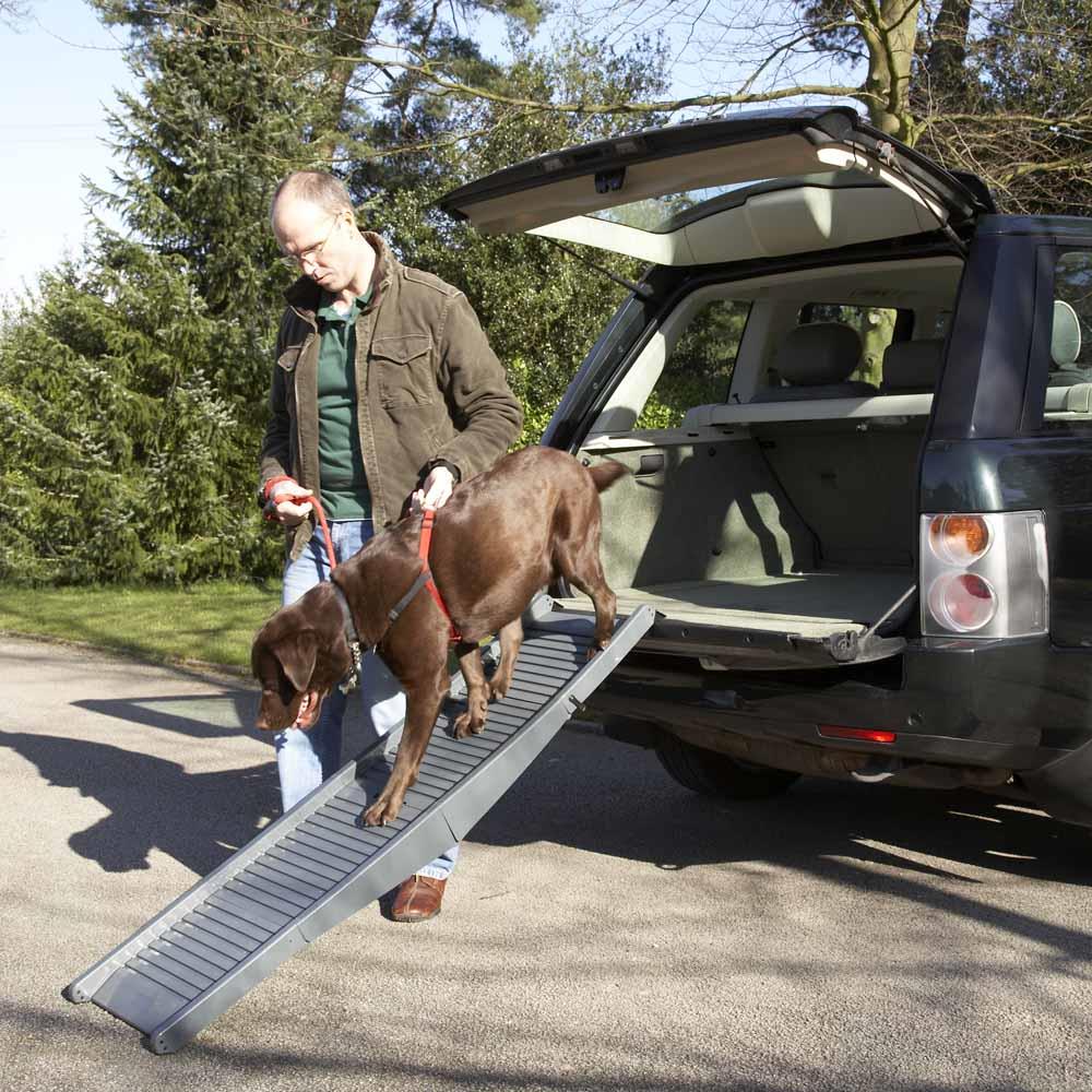 Hundereise-Klapp- und ausziehbare Haustierrampe, hilft jungen Hunden und Hunden in Fahrzeugen, max. 40 kg