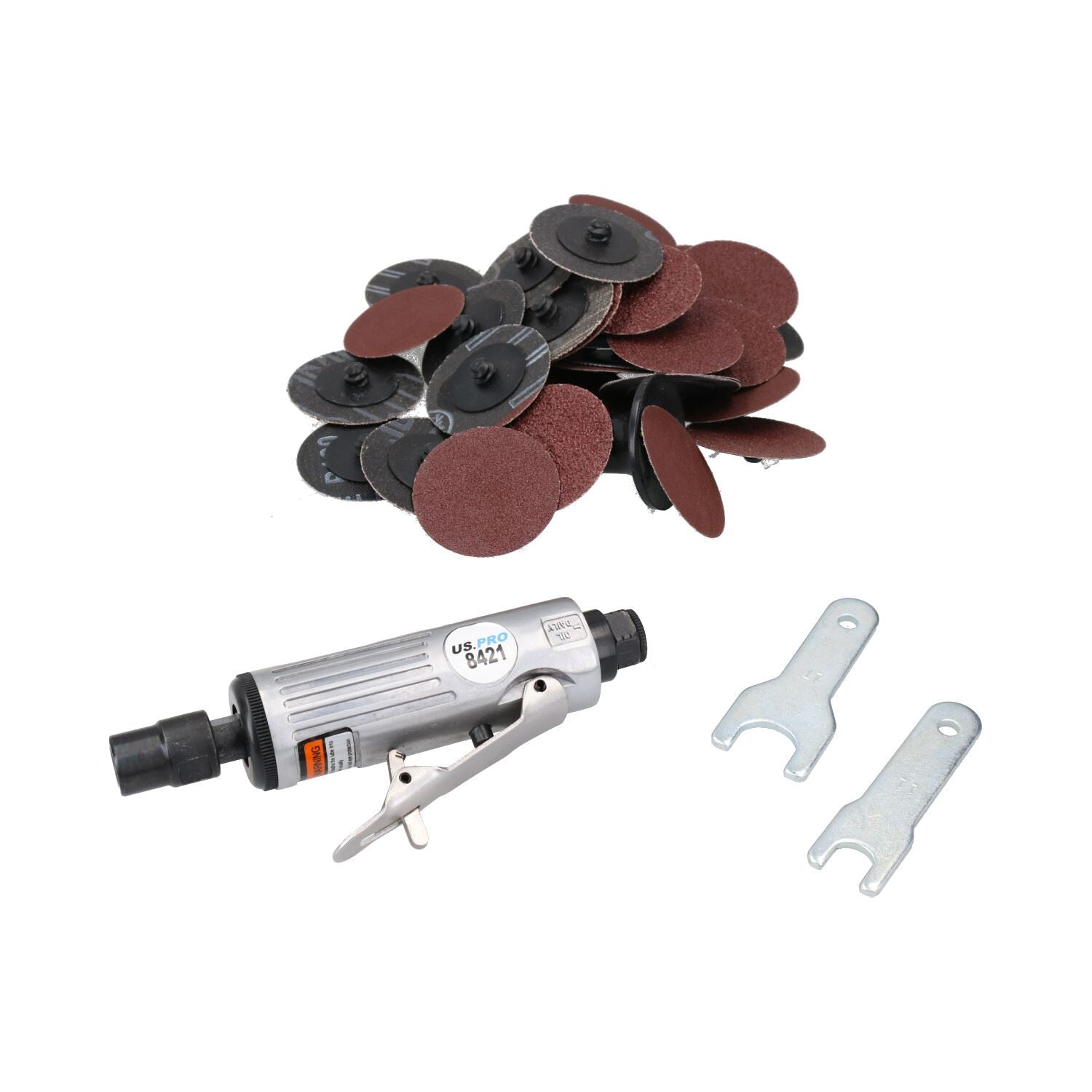 Meuleuse pneumatique 25 000 tr/min avec kit de ponçage à changement rapide de 41 pièces