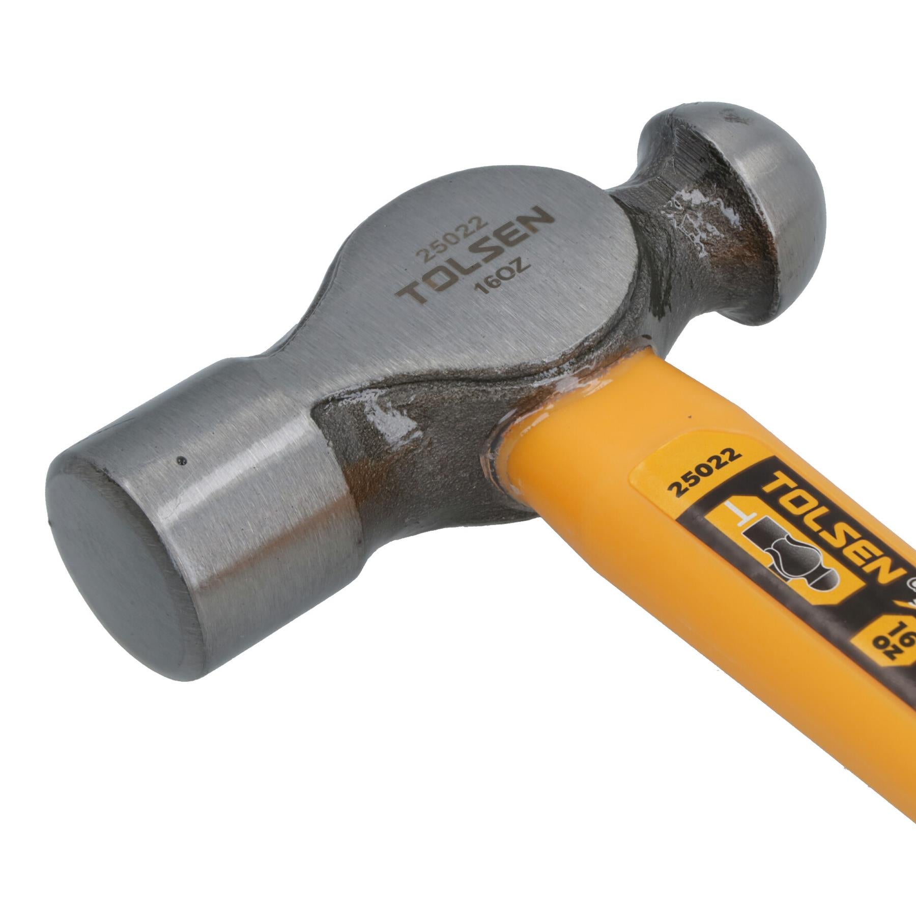 16oz (450g) Ball Pein / Peen Hammer with Fibreglass Shaft & Rubberised Handle