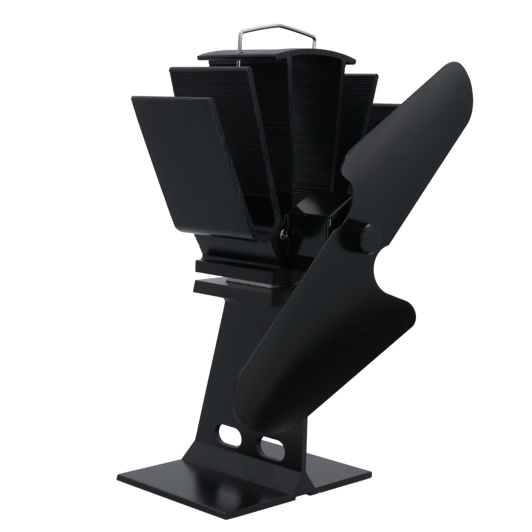 Ofenventilator mit 2 Flügeln, schwarz, wärmebetrieben, für Holz-/Holzöfen oder Kamine