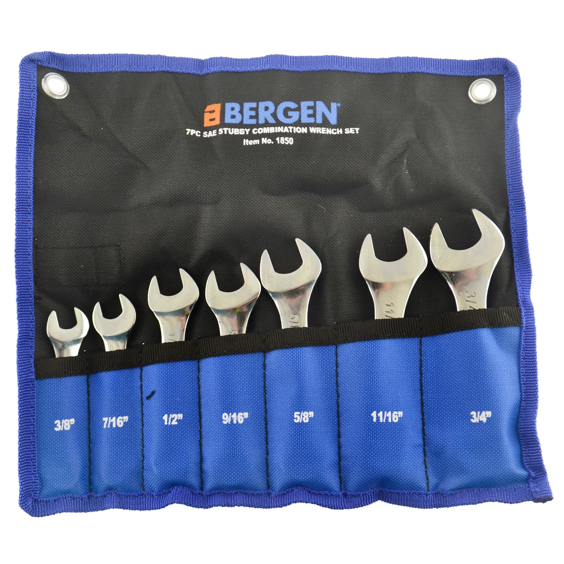 Jeu de clés Stubby Spanners SAE Imperial 7 pièces 3/8" - 3/4" par Bergen AT134