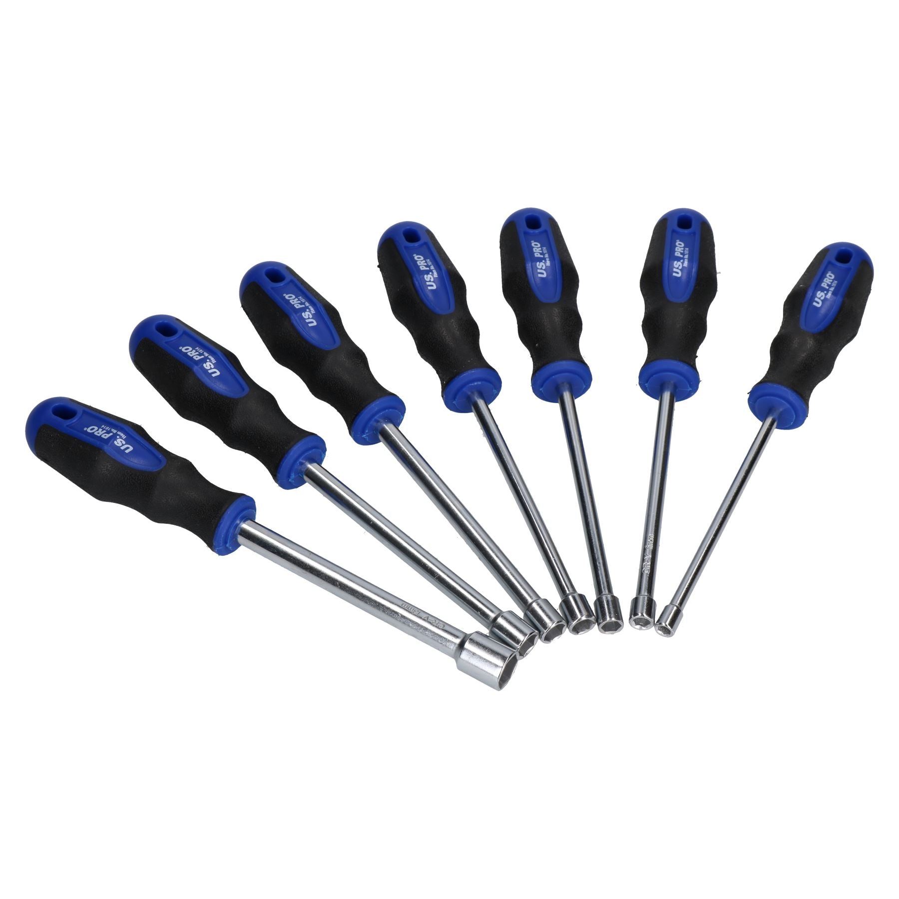 Lot de 7 tournevis à écrous hexagonaux extra longs métriques avec douilles rotatives de 5 à 13 mm à poignée souple