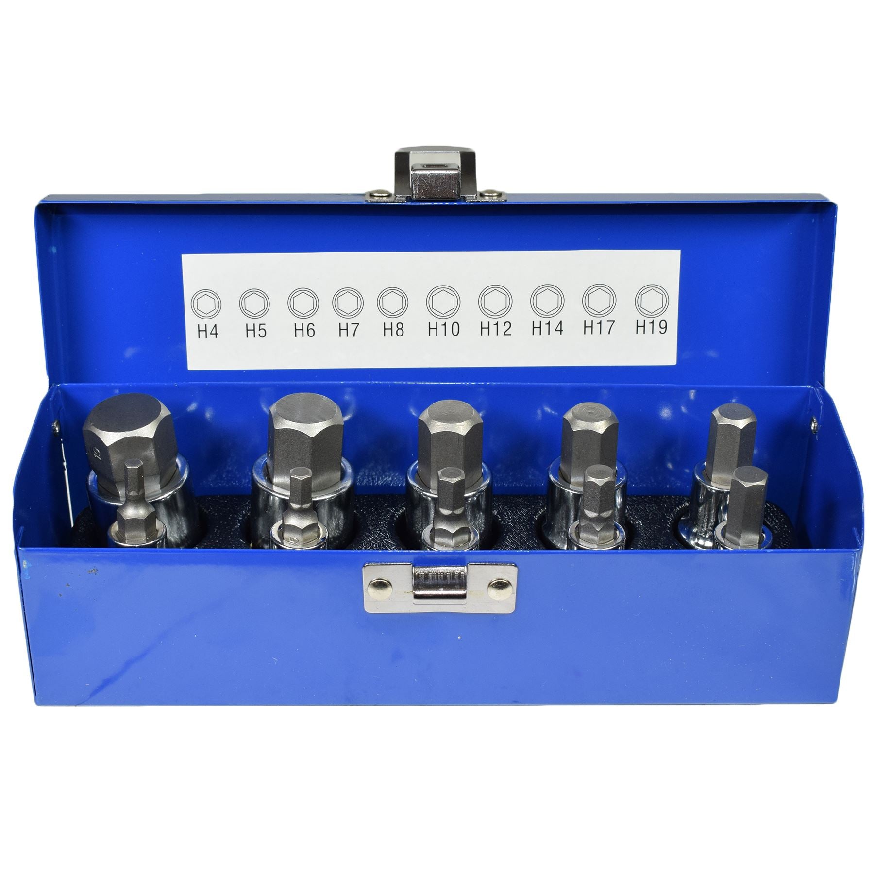 Douilles Allen hexagonales peu profondes et profondes de 1/2 po, tailles métriques 4 mm - 19 mm, 18 pièces
