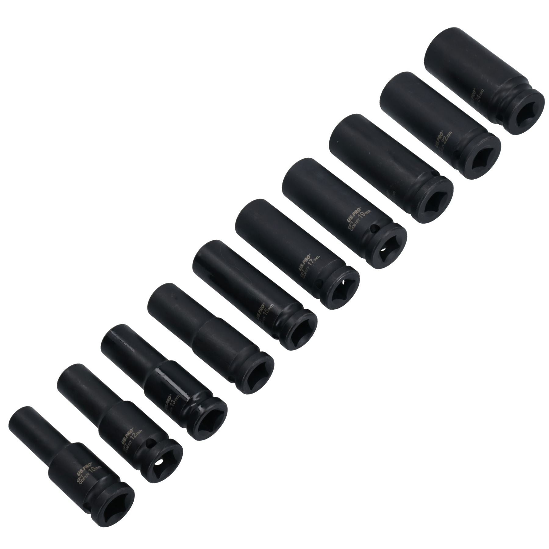 Metrische MM 1/2-Zoll-Antrieb, tiefe Schlagnüsse, 6-seitig, Einzelsechskant, 10–24 mm