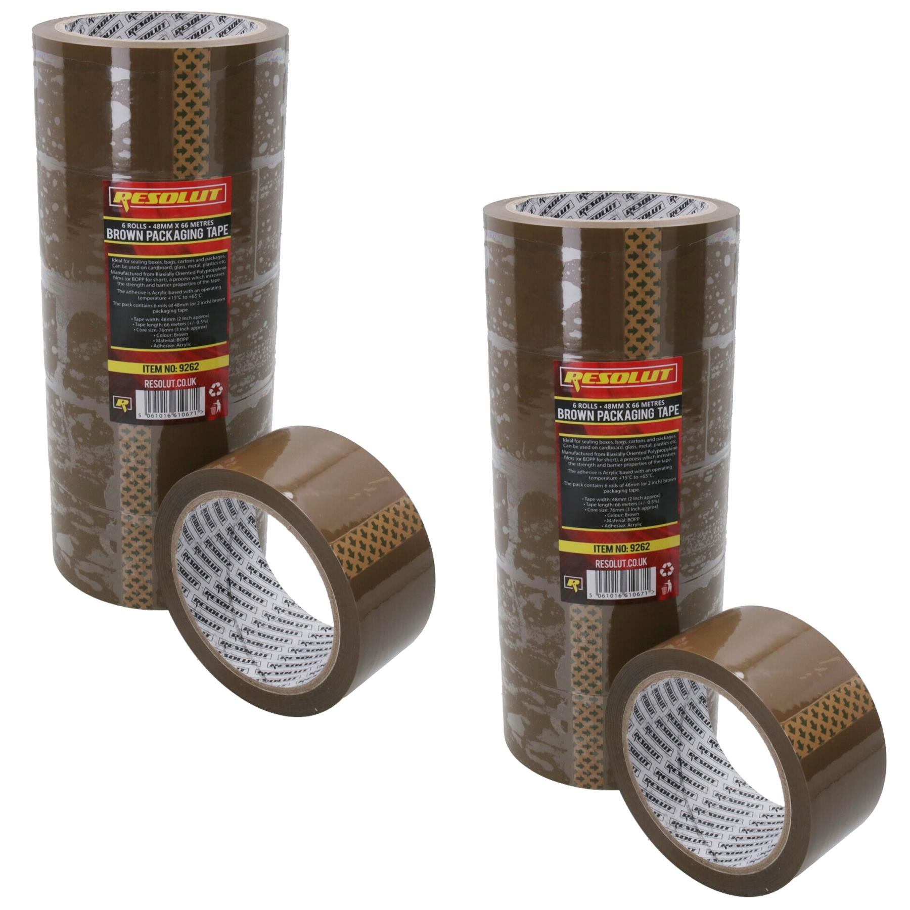 Paketklebeband, braun, 48 mm x 68 m pro Rolle, zum Verschließen, strapazierfähig