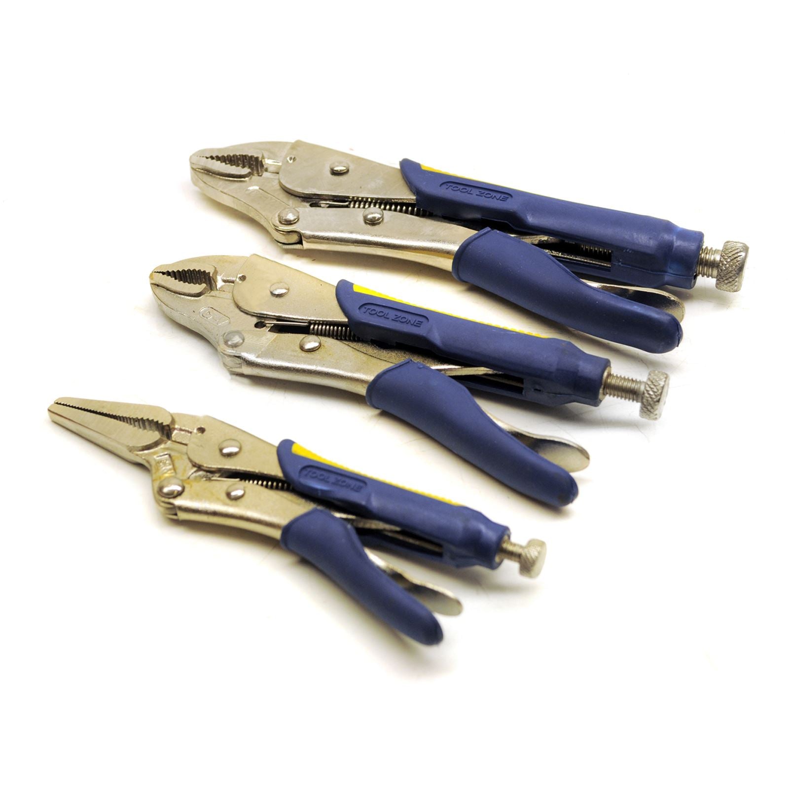 3pc Locking Wrench Plier Mole Grip Stubby & Straight Long Nose Set TE264