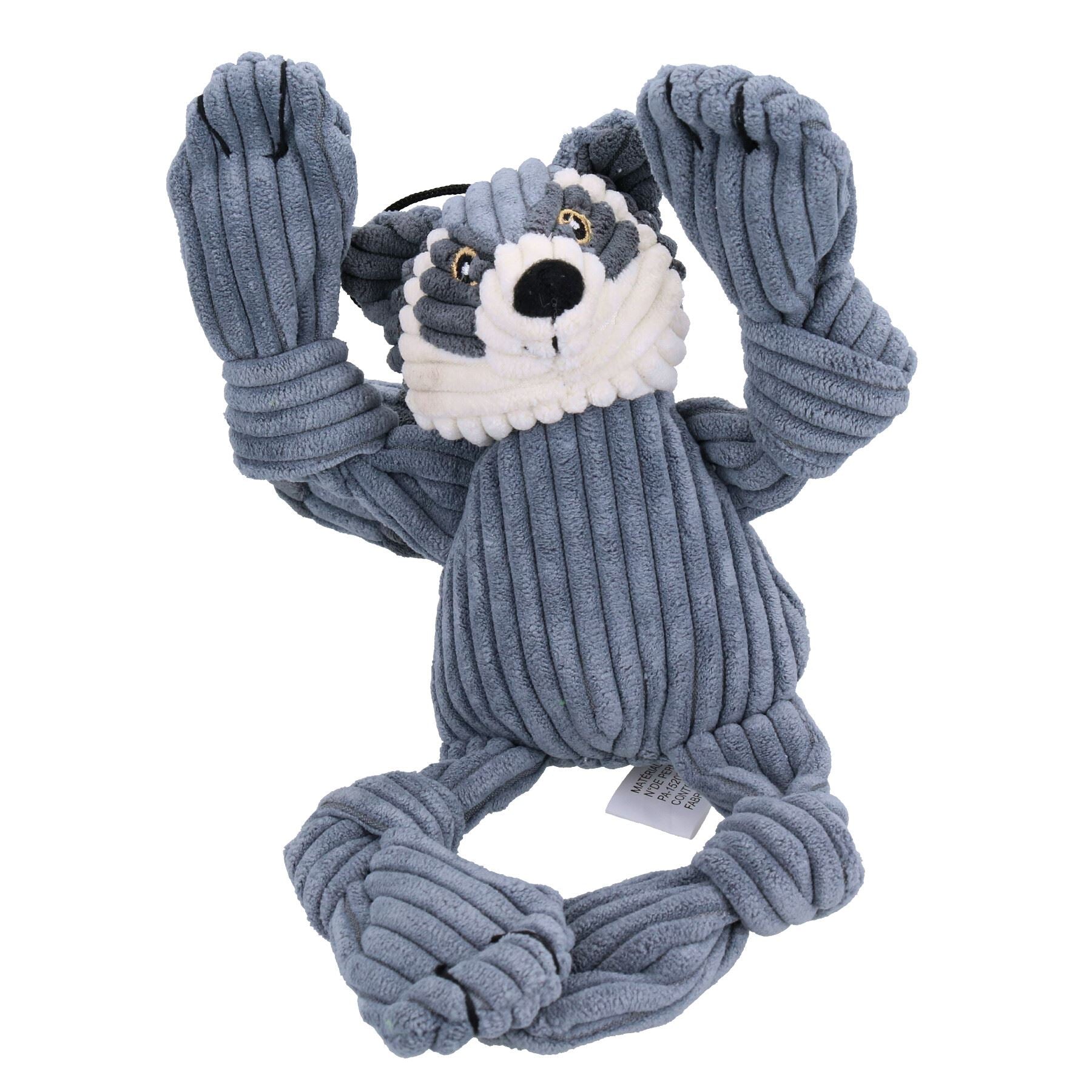 Kleines Waschbär-Knottie-Plüsch-langlebiges, multifunktionales, quietschendes Hundewelpenspielzeug, 6 x 12 x 22 cm